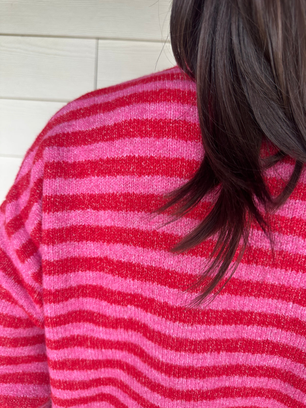 Pull veste marinière rose fushia