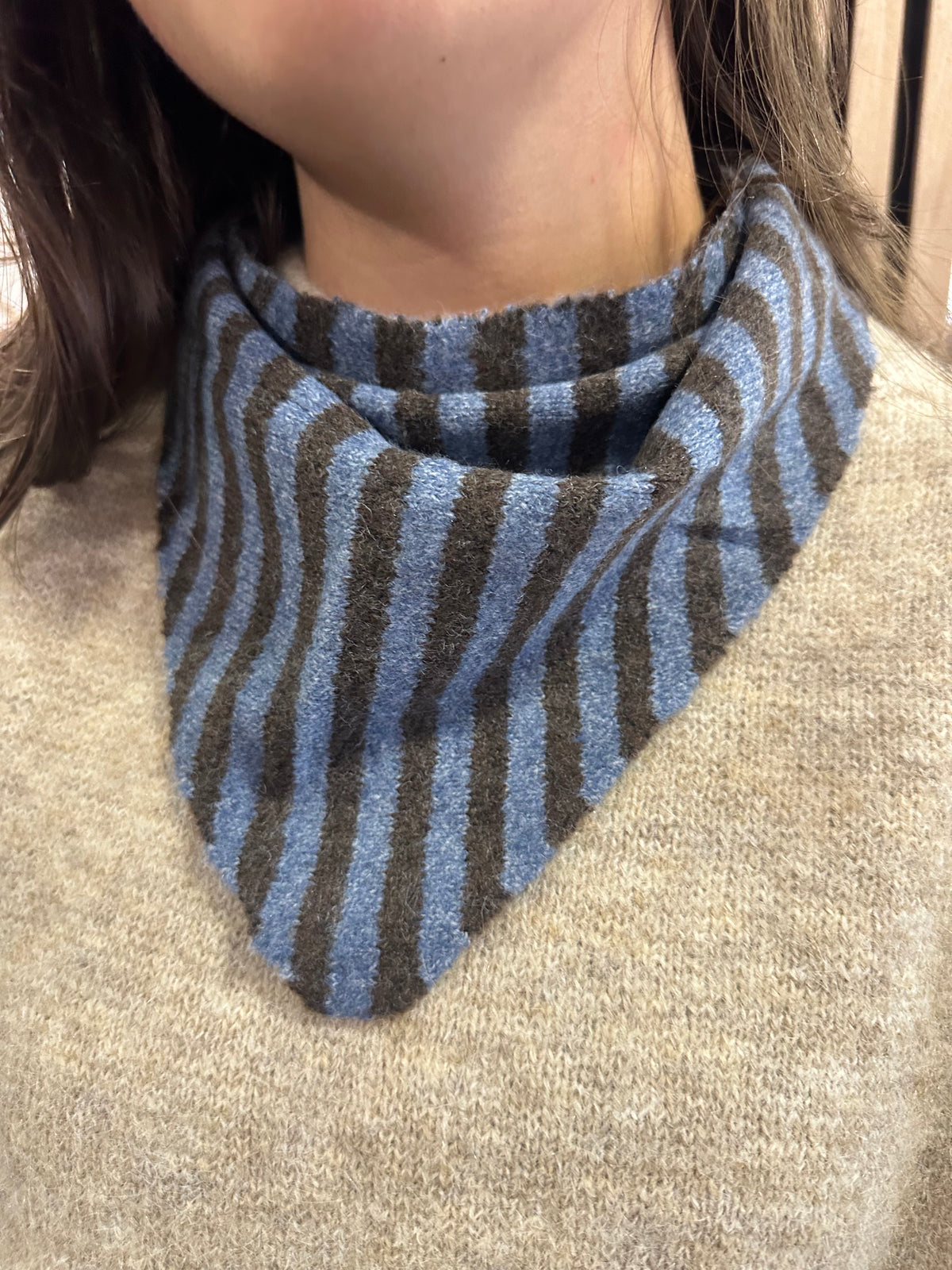 Foulard écharpe petit model rayé bleu