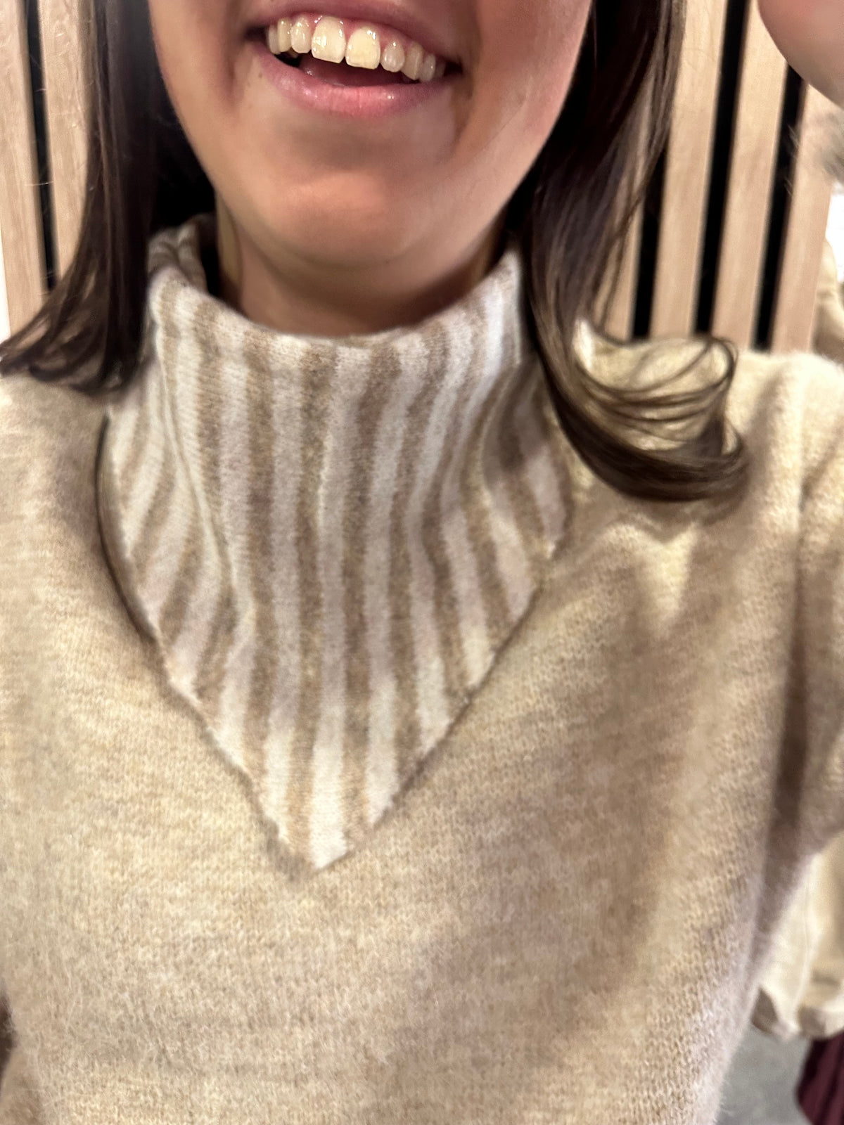 Foulard écharpe petit model rayé beige