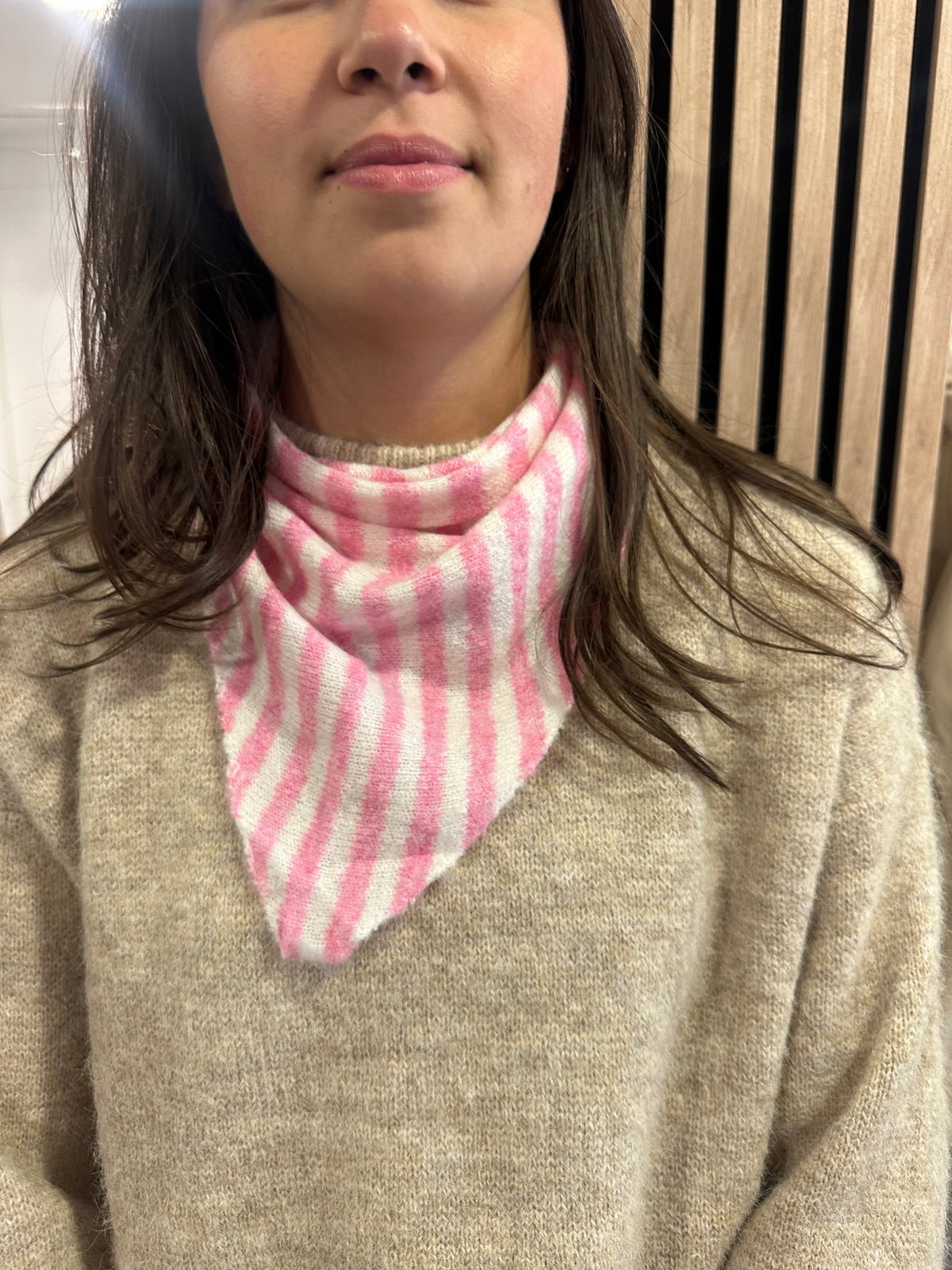 Foulard écharpe petit model rose Pinky rayé