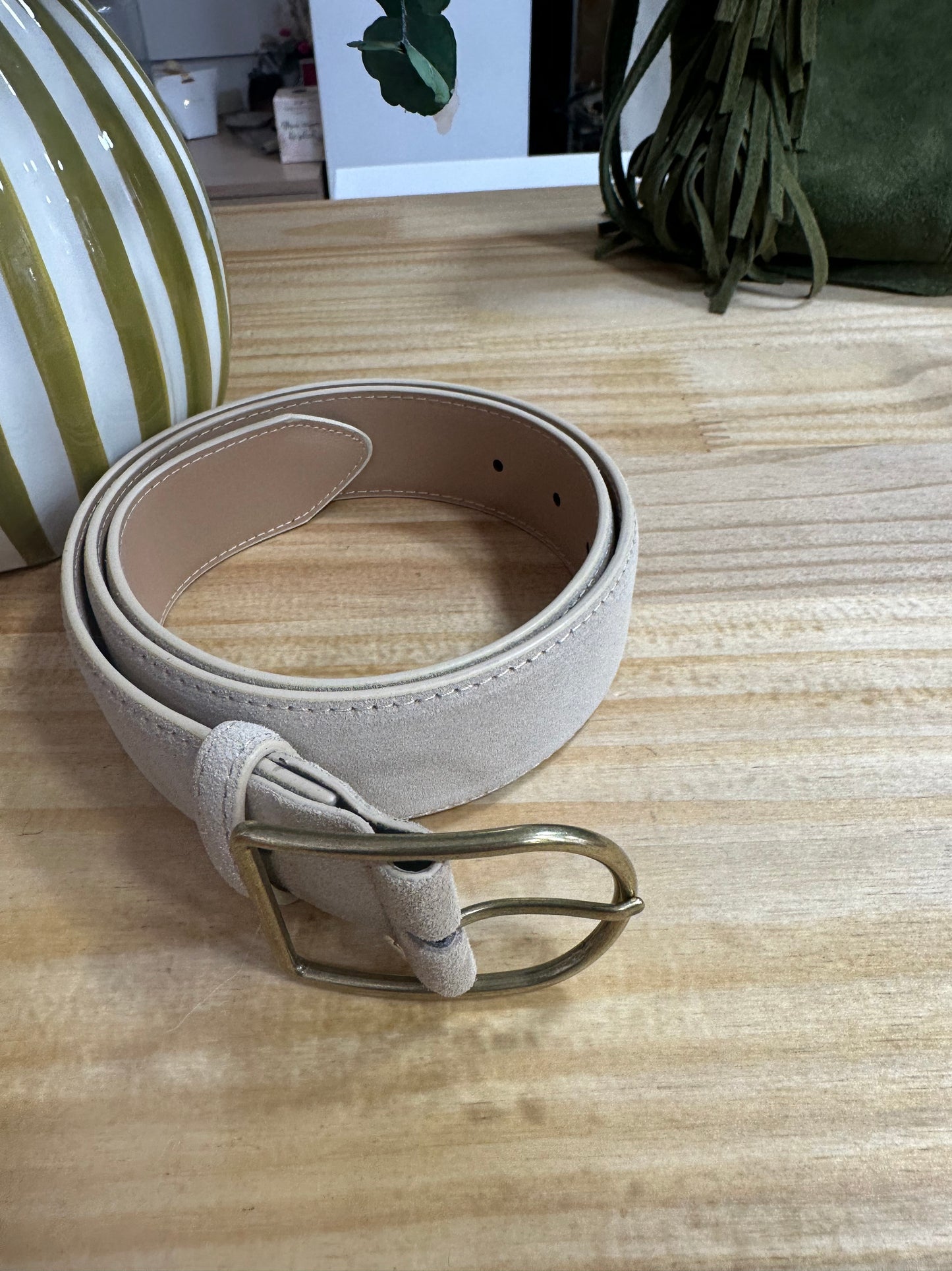 Ceinture cuir (large) beige ♡