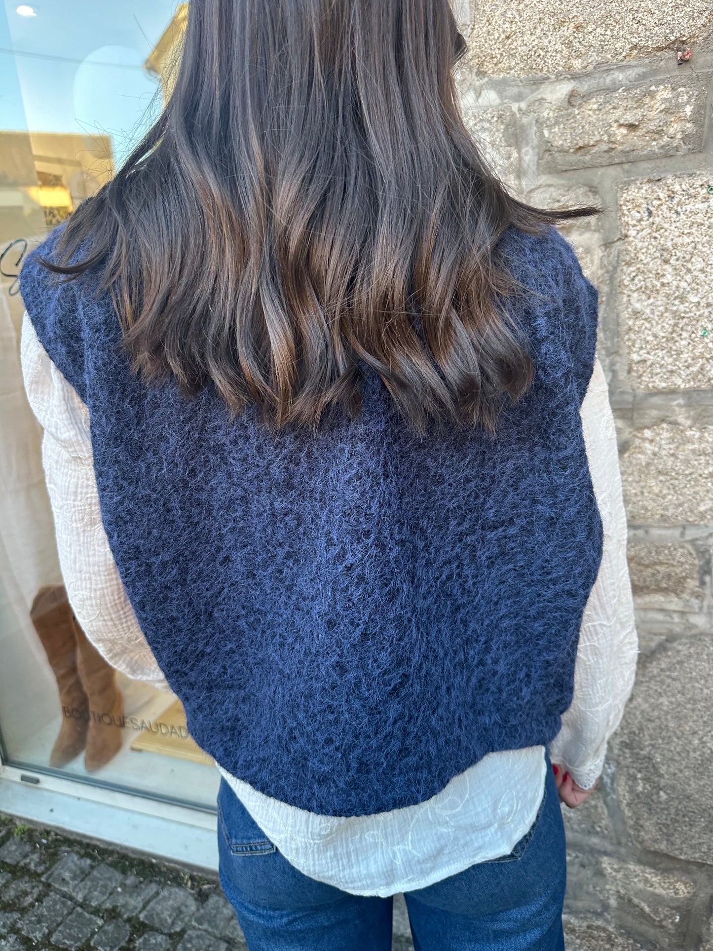 Veste sans manches bleu marine ♡
