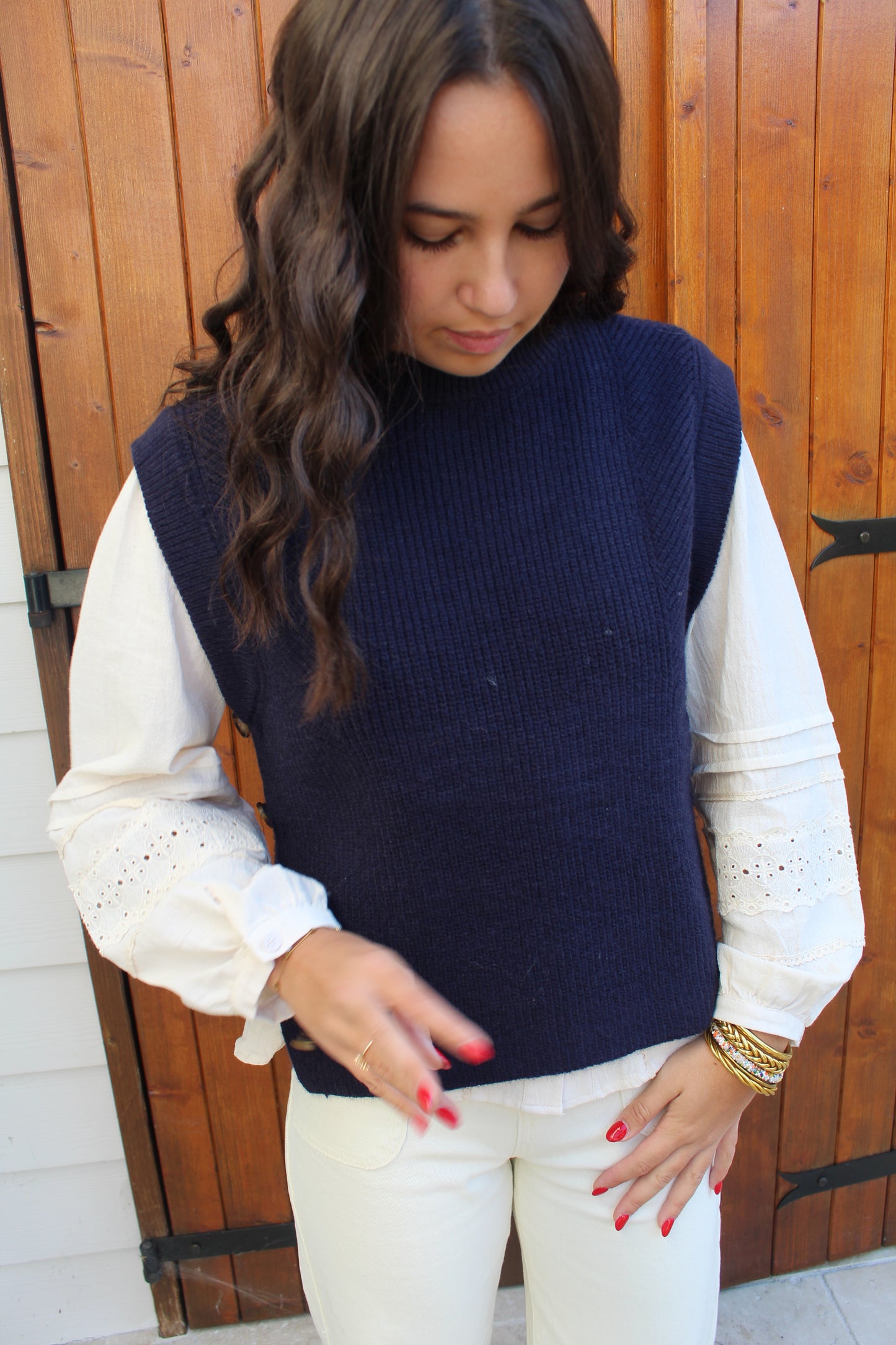 Pull sans manche Marine ♡