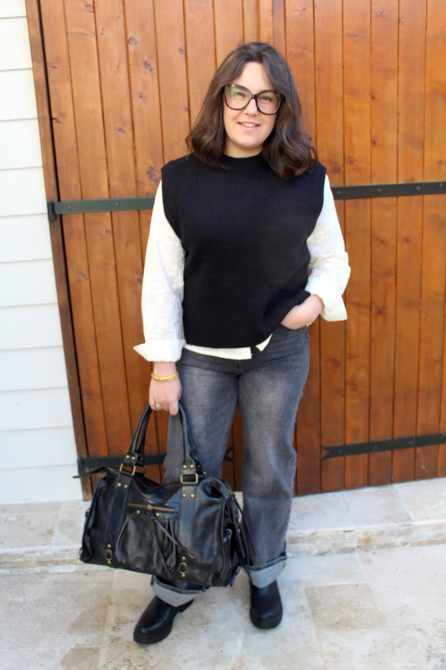 Pull sans manche noir ♡