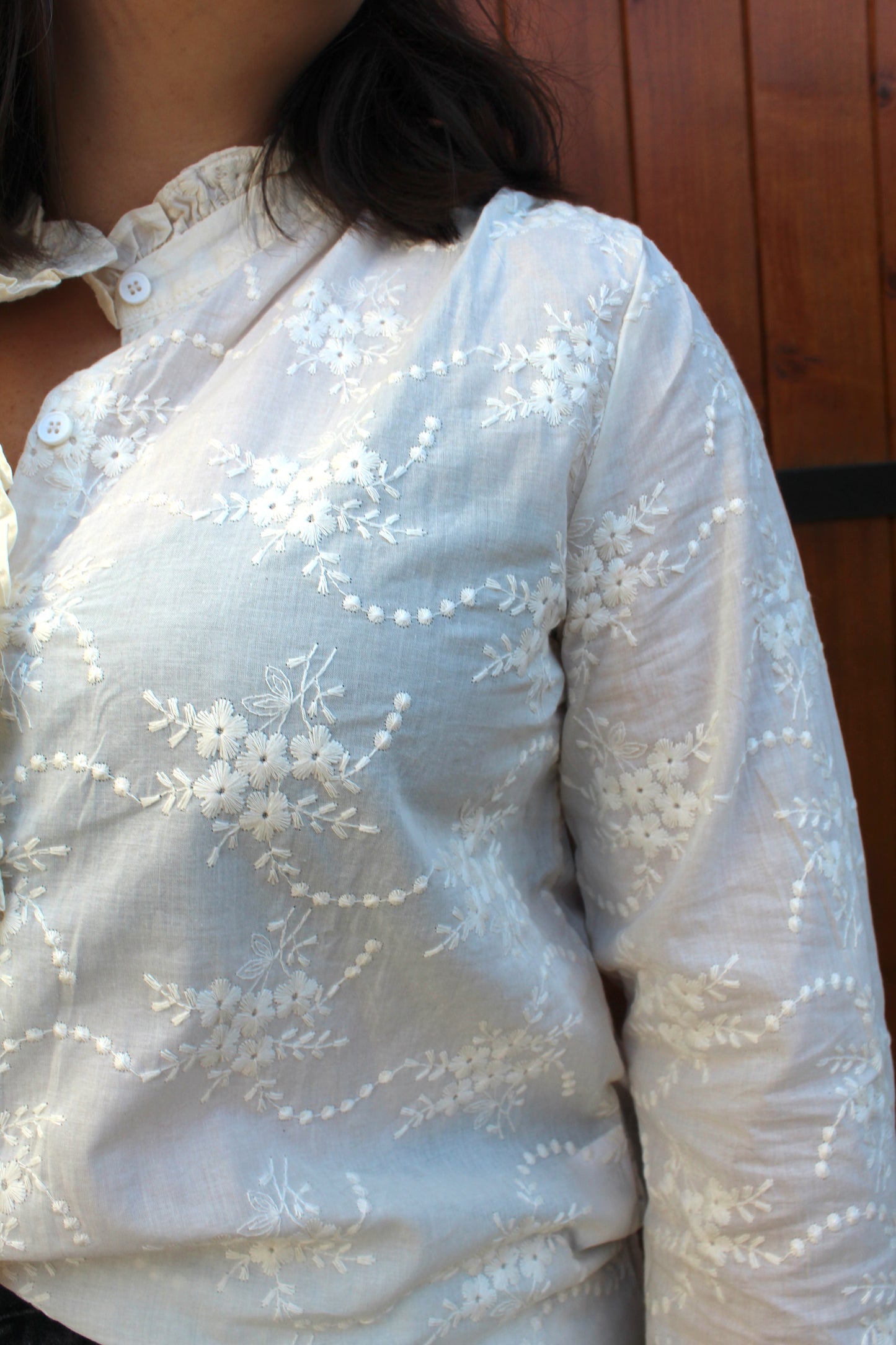 Blouse blanche broderie fleurs ♡