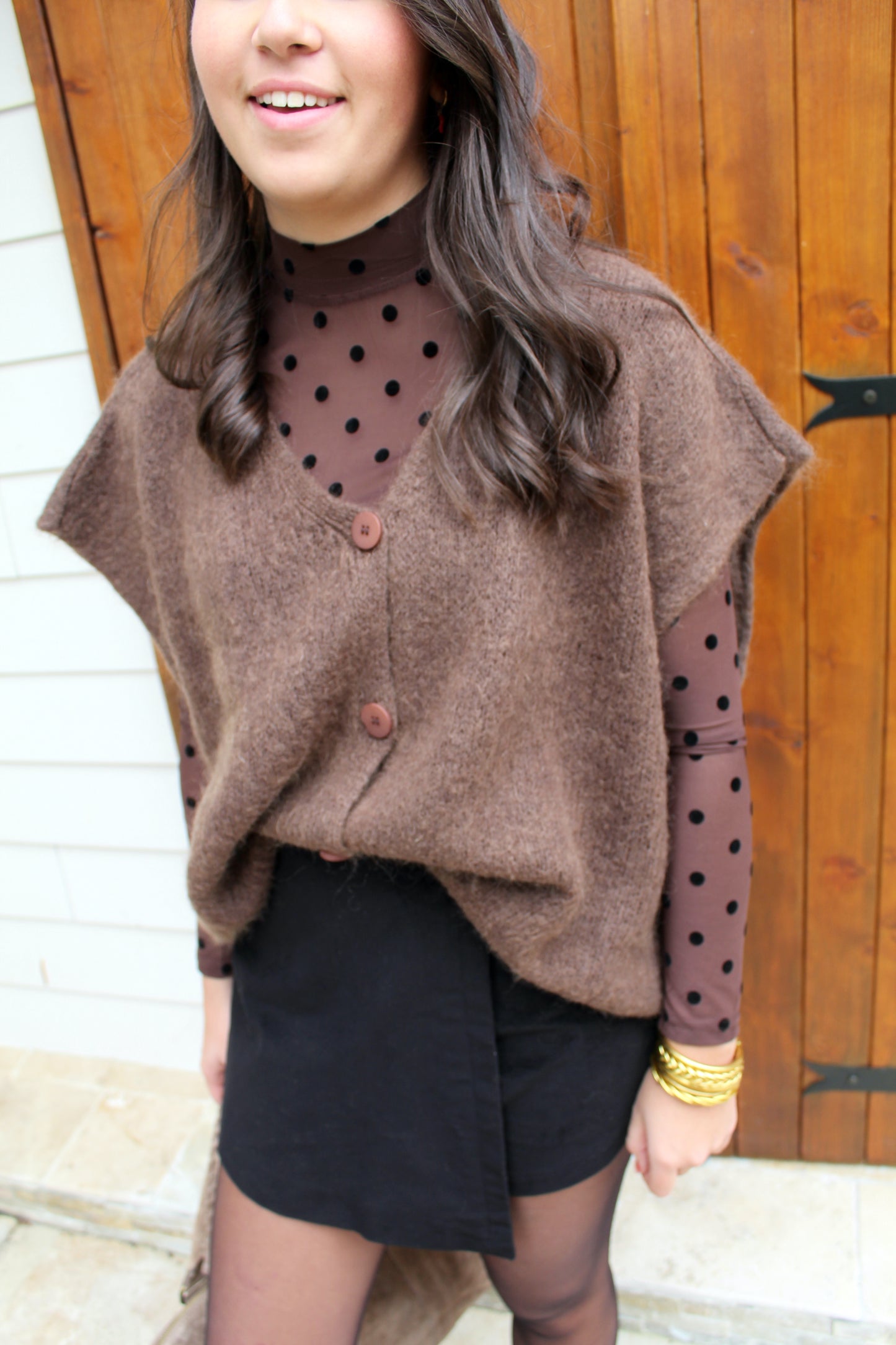 Top à pois choco/noir ♡