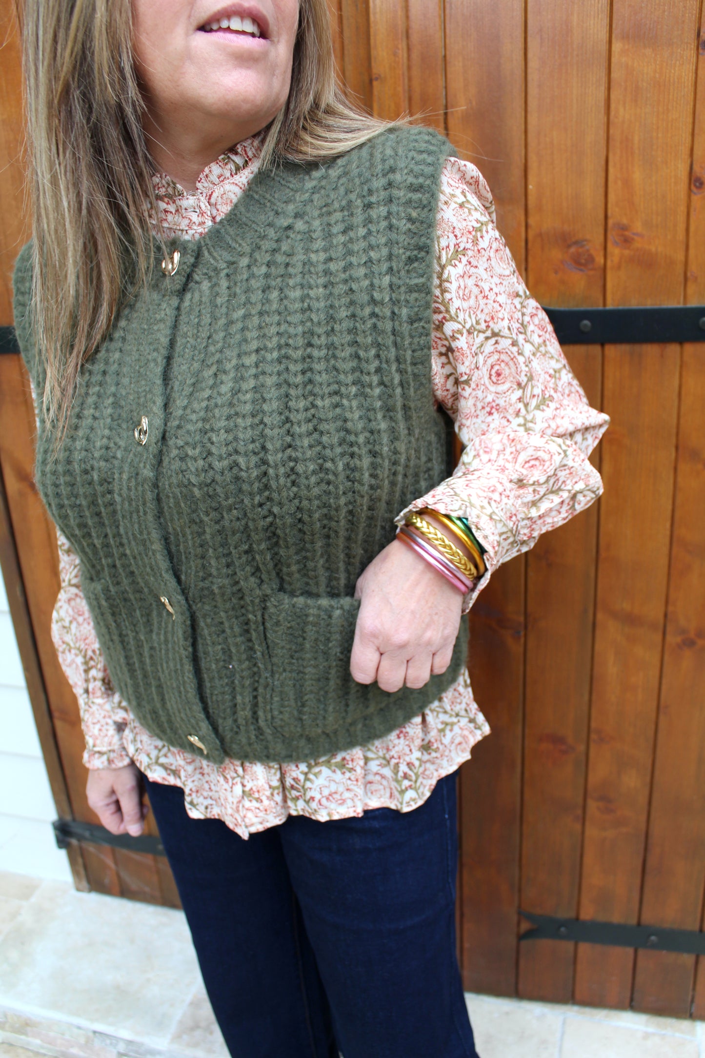 Blouse kaki et rose ♡