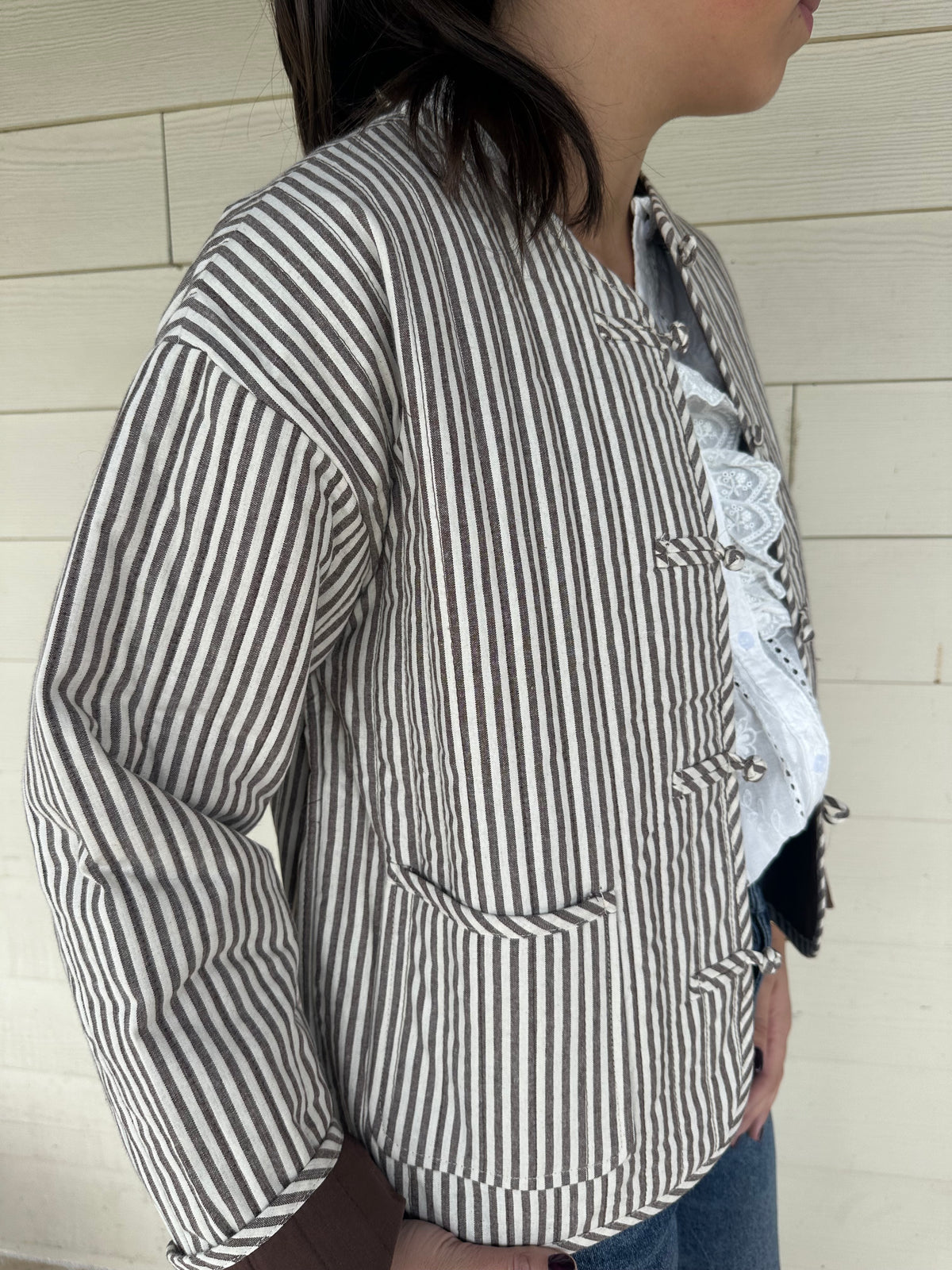 Veste matelassée rayée chocolat