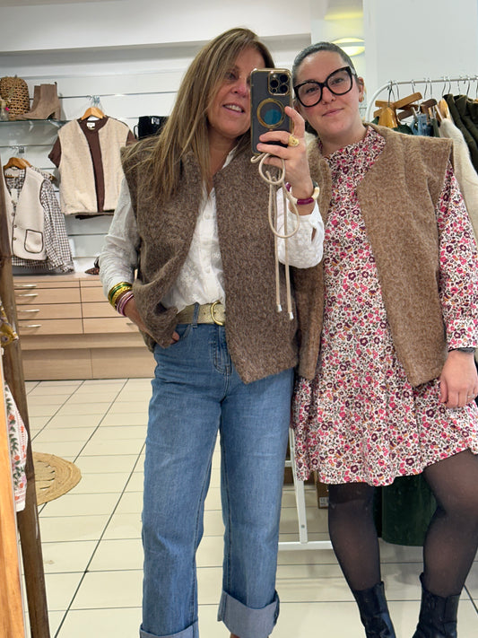 Veste sans manches café ♡
