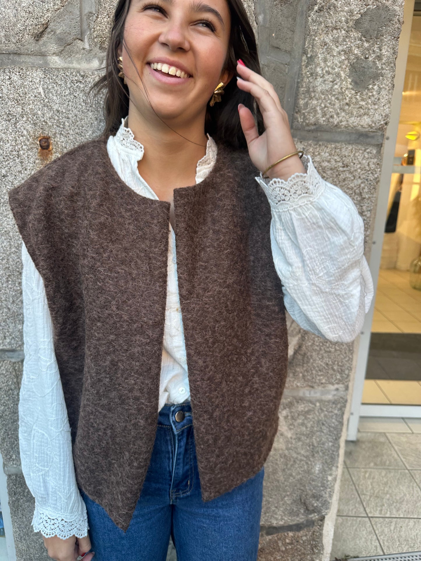 Veste sans manches chocolat ♡