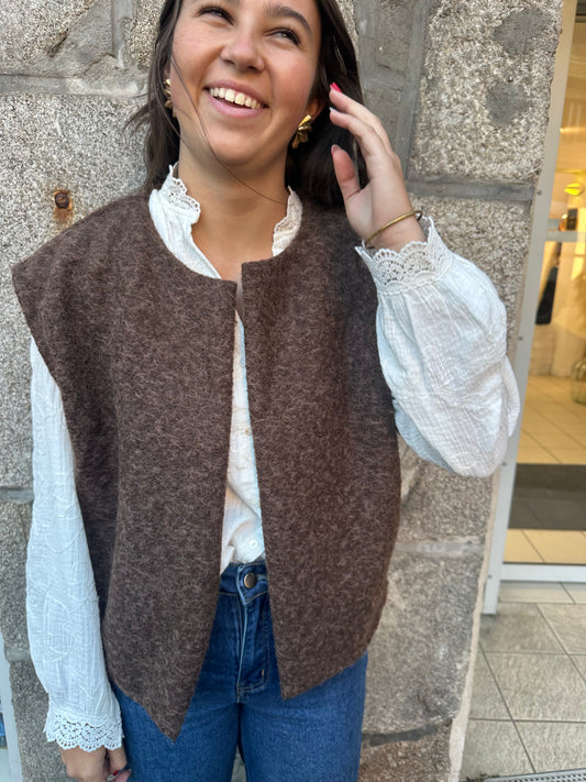 Veste sans manches chocolat ♡