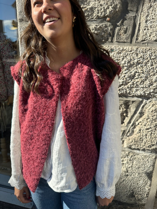 Veste sans manches bordeaux ♡