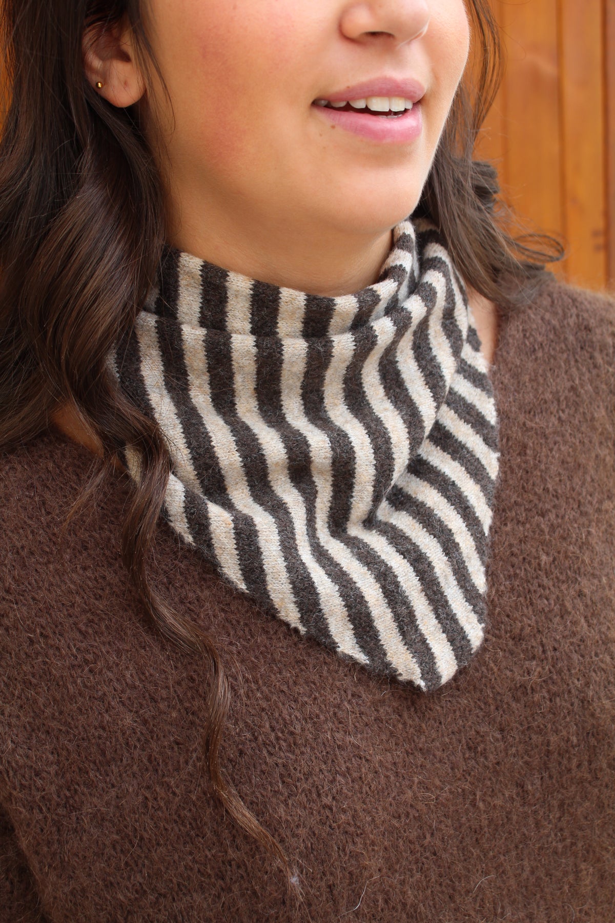 Foulard écharpe petit model rayé chocolat