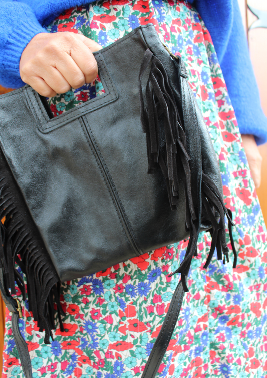 Sac à franges Noir irisé ♡