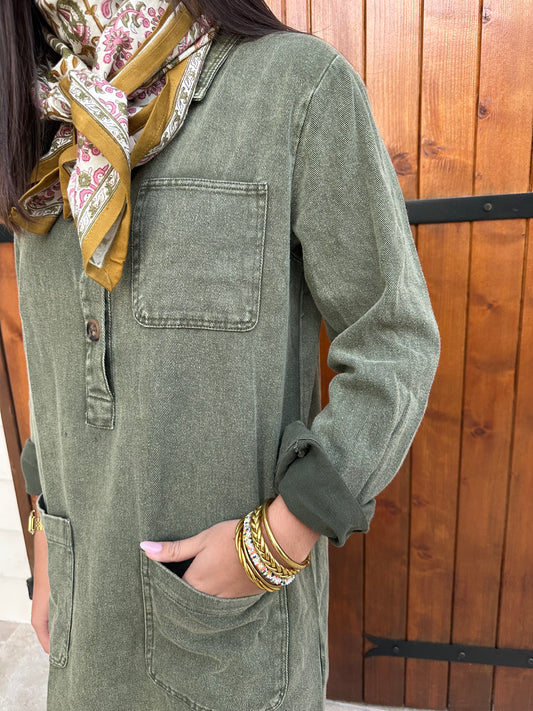 Robe en jean kaki ♡