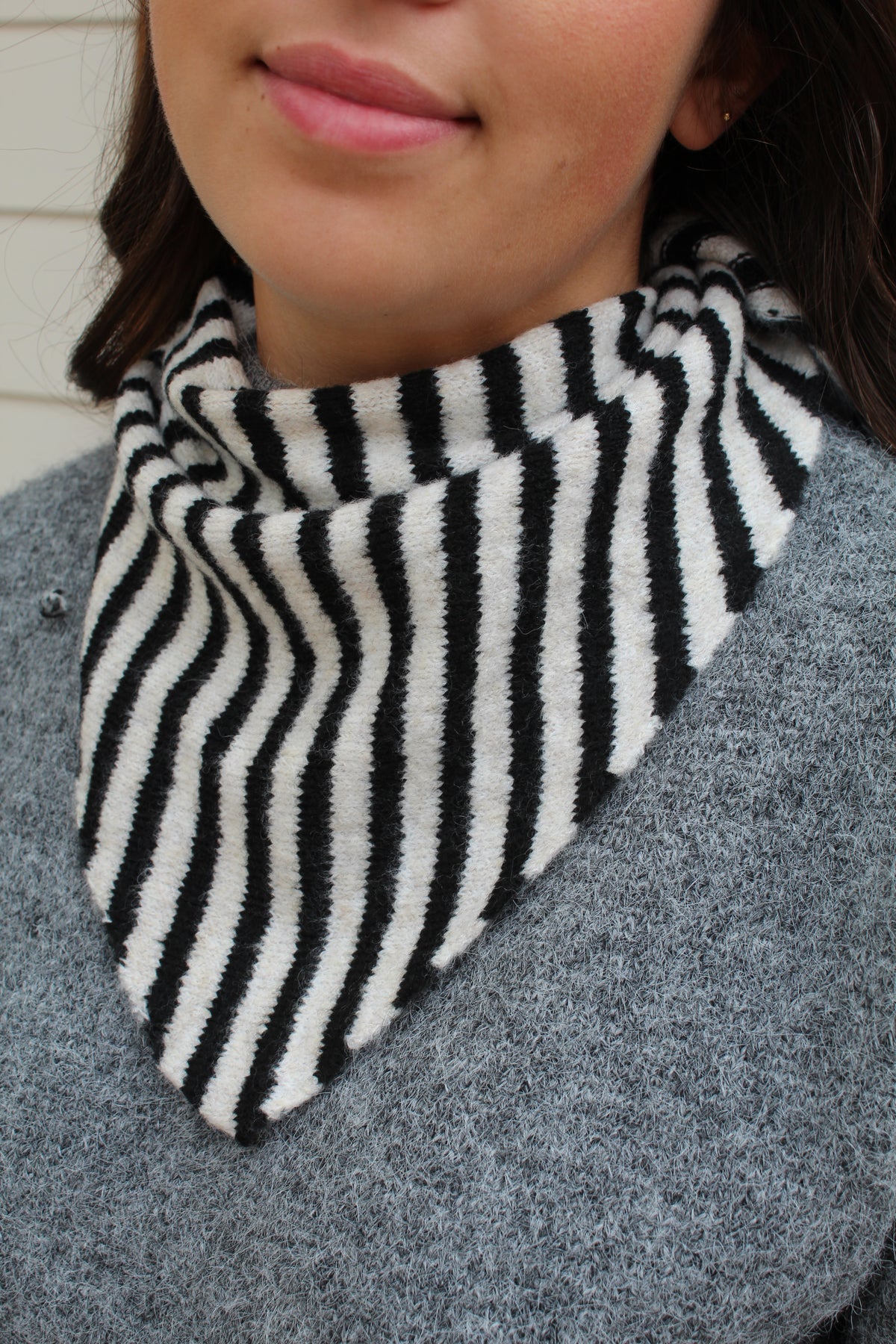 Foulard écharpe petit model rayé noir
