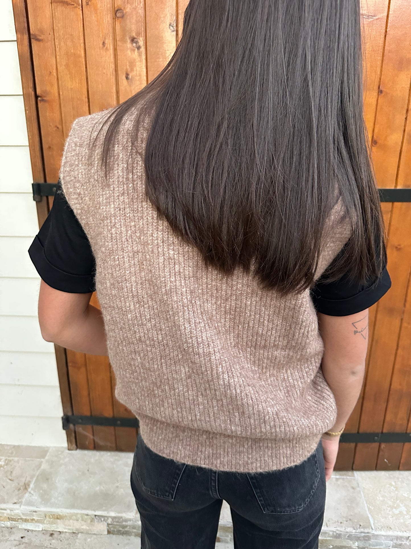 Gilet sans manches/manches taupe ♡