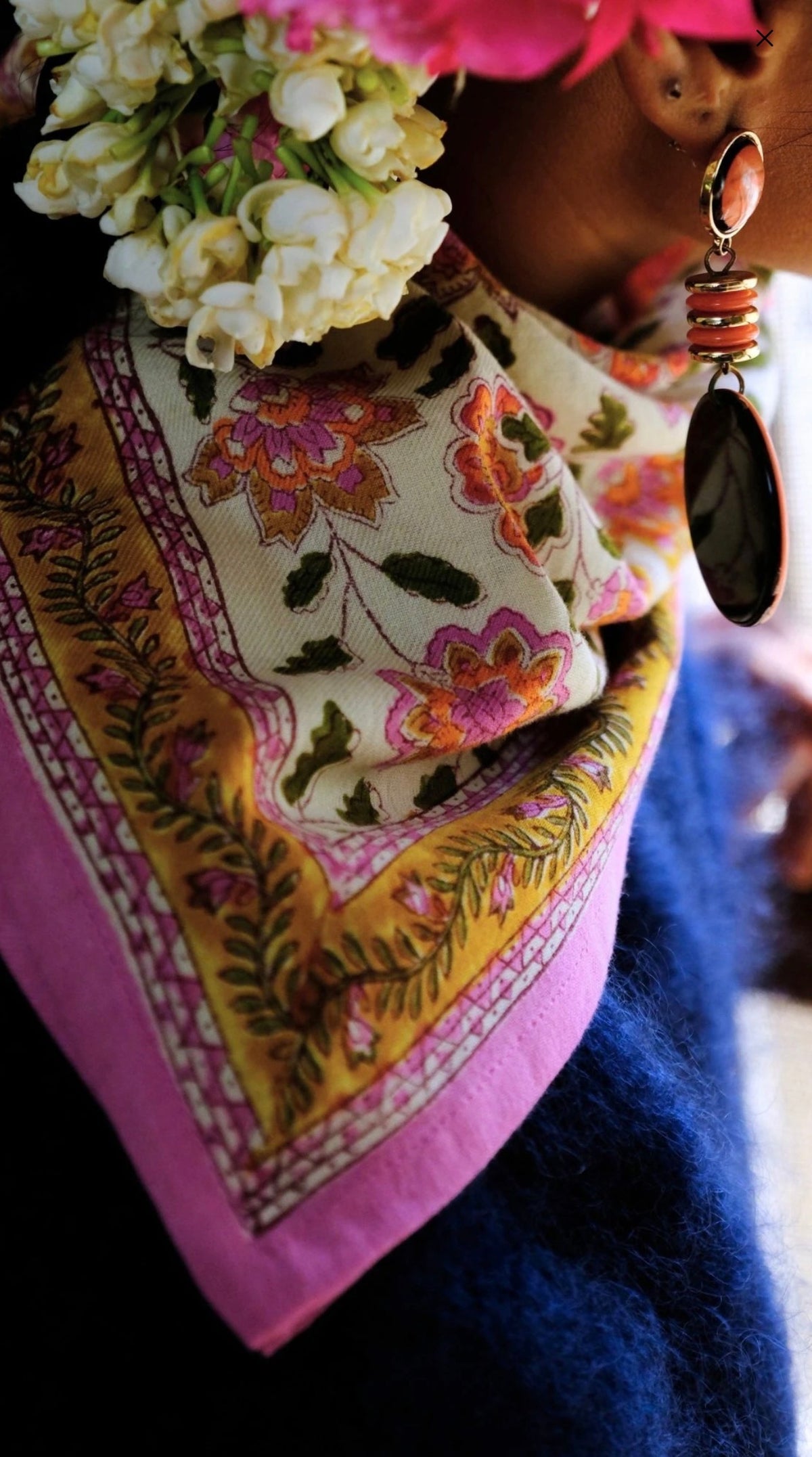 Foulard indien (petit format) Berry pink