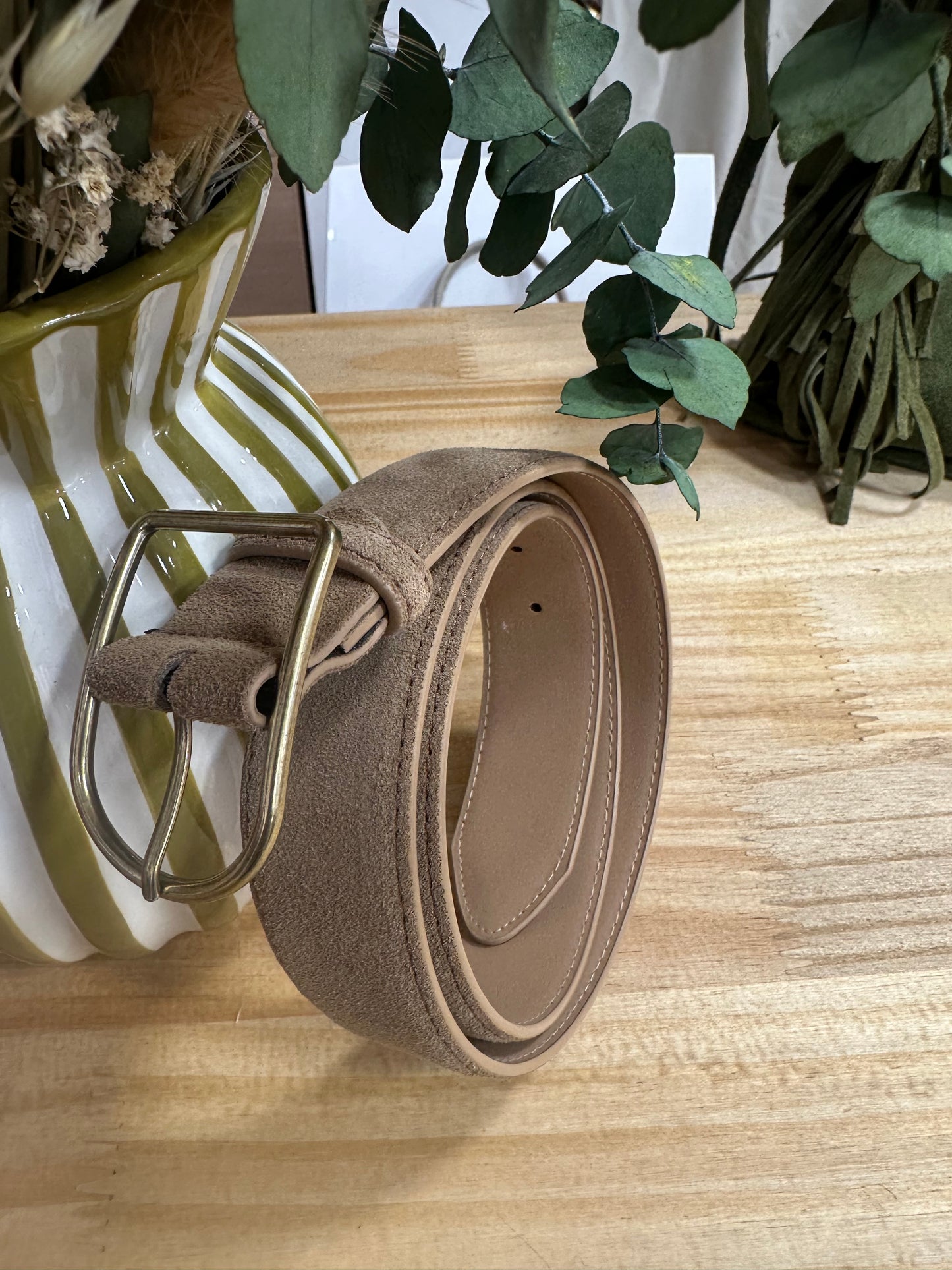 Ceinture cuir (large) taupe ♡