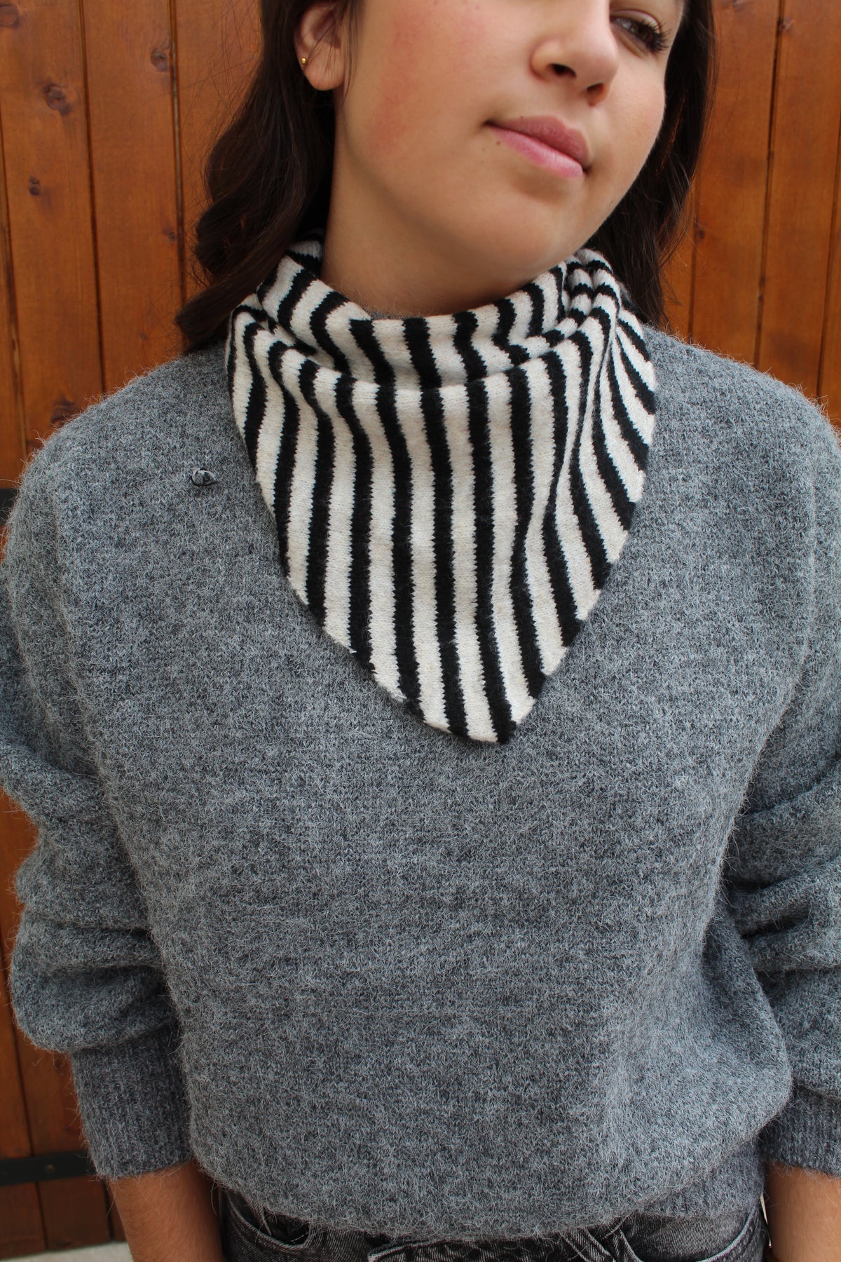 Foulard écharpe petit model rayé noir