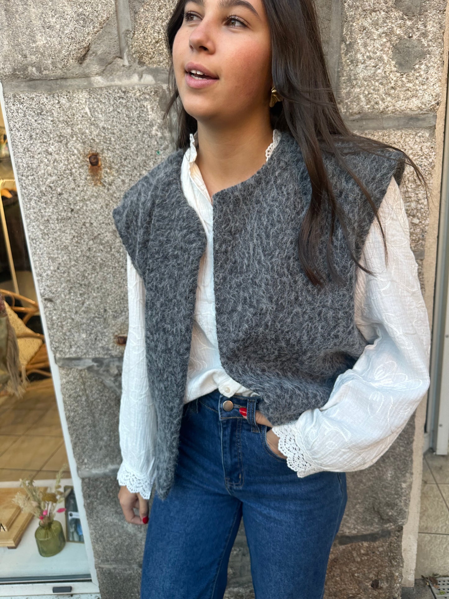 Veste sans manches gris ♡