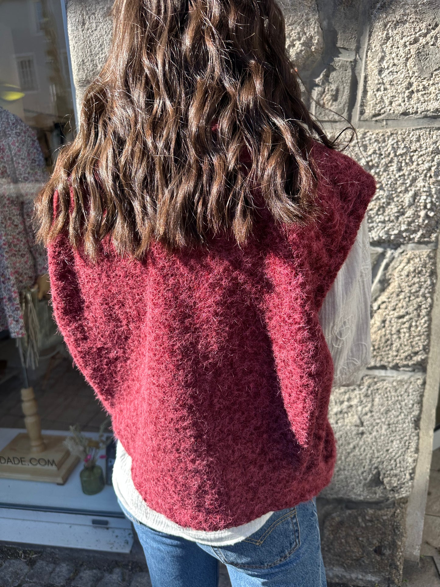 Veste sans manches bordeaux ♡