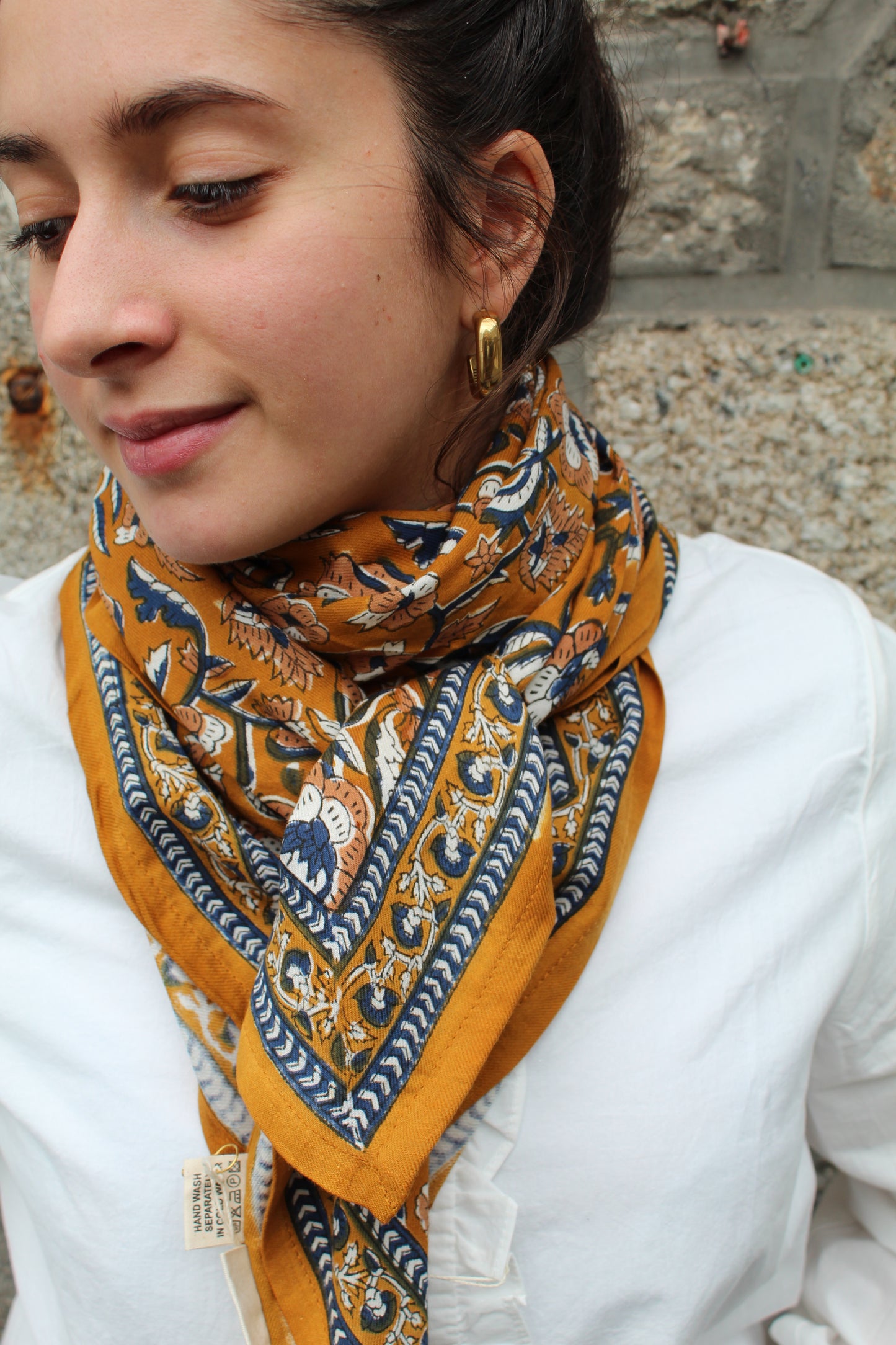 Foulard indien (grand format) Jaya safran ♡