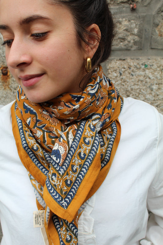 Foulard indien (grand format) Jaya safran ♡