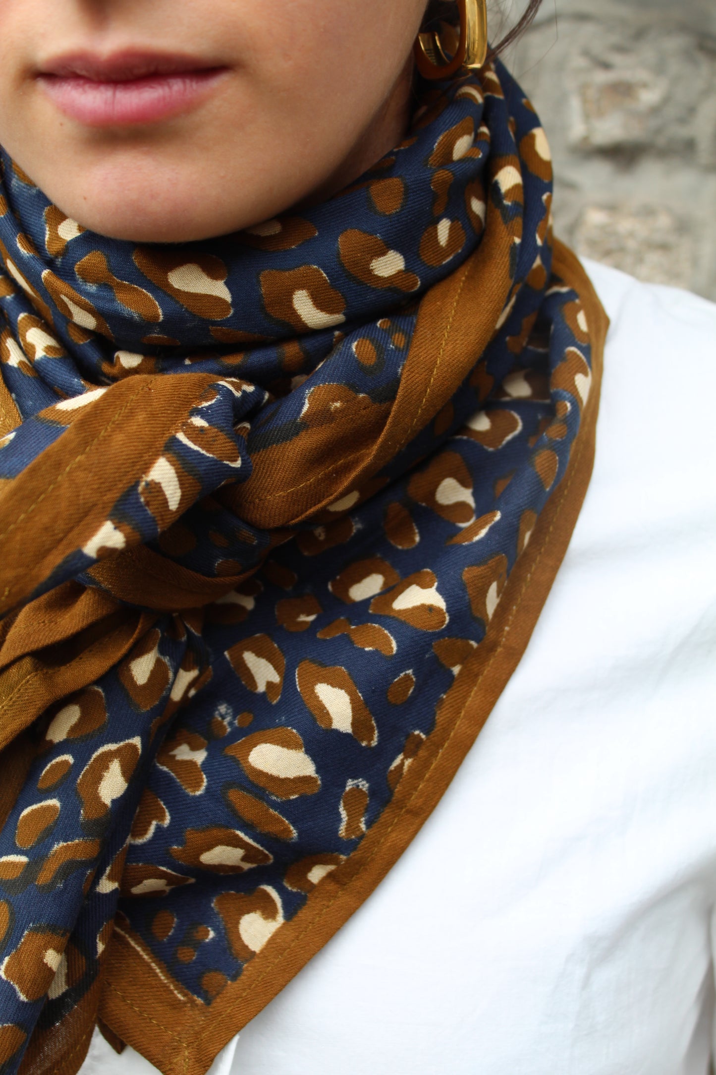Foulard indien (grand format) léopard navy ♡