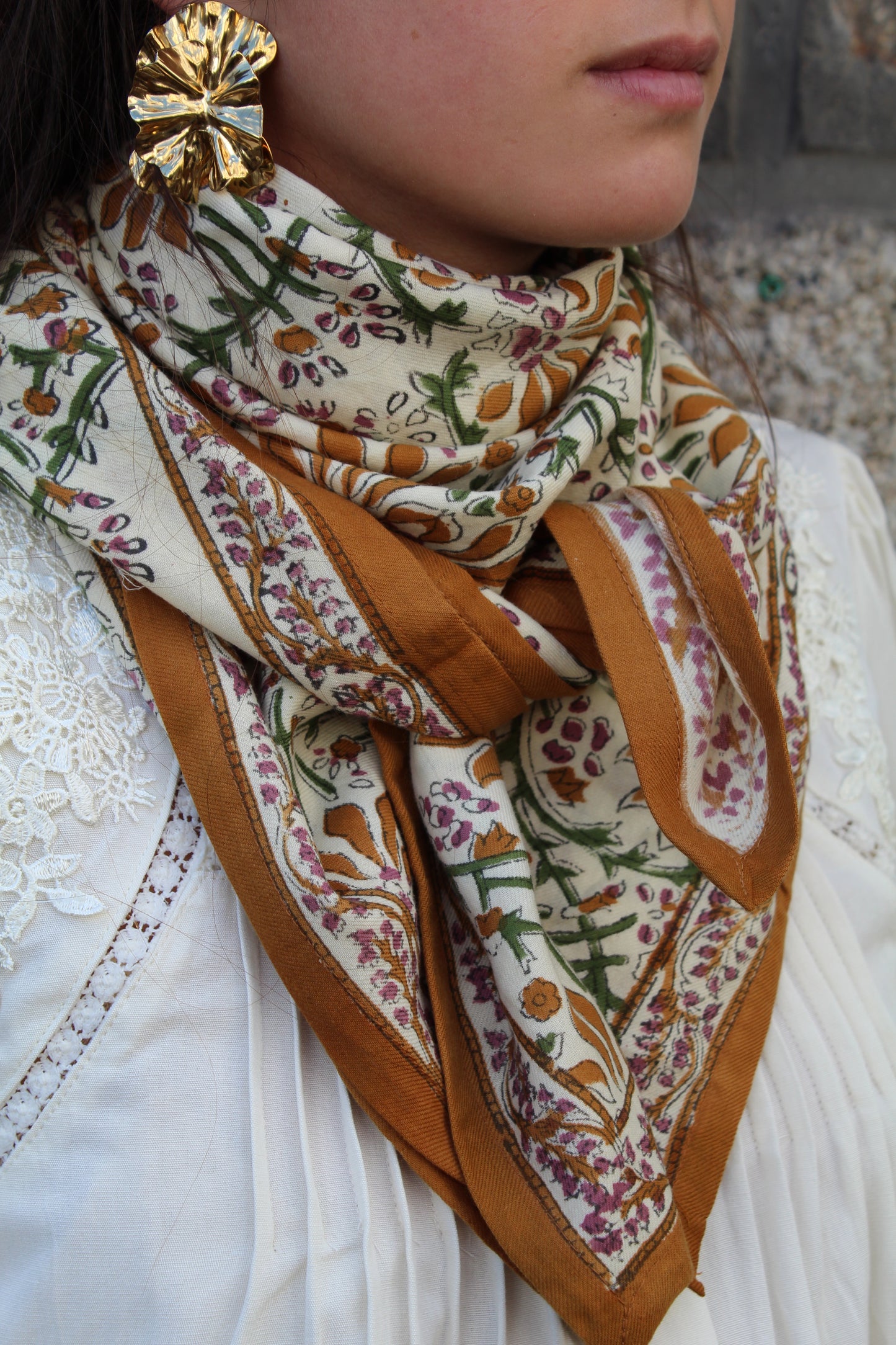 Foulard indien (grand format) ♡ Caramel Beurre Salé