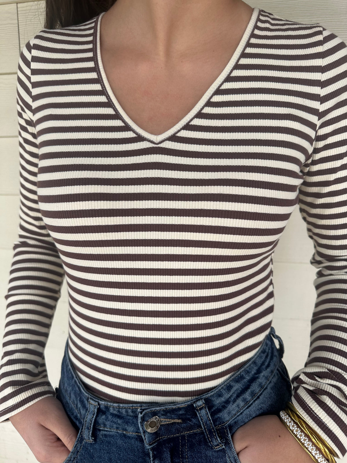 Body rayé chocolat