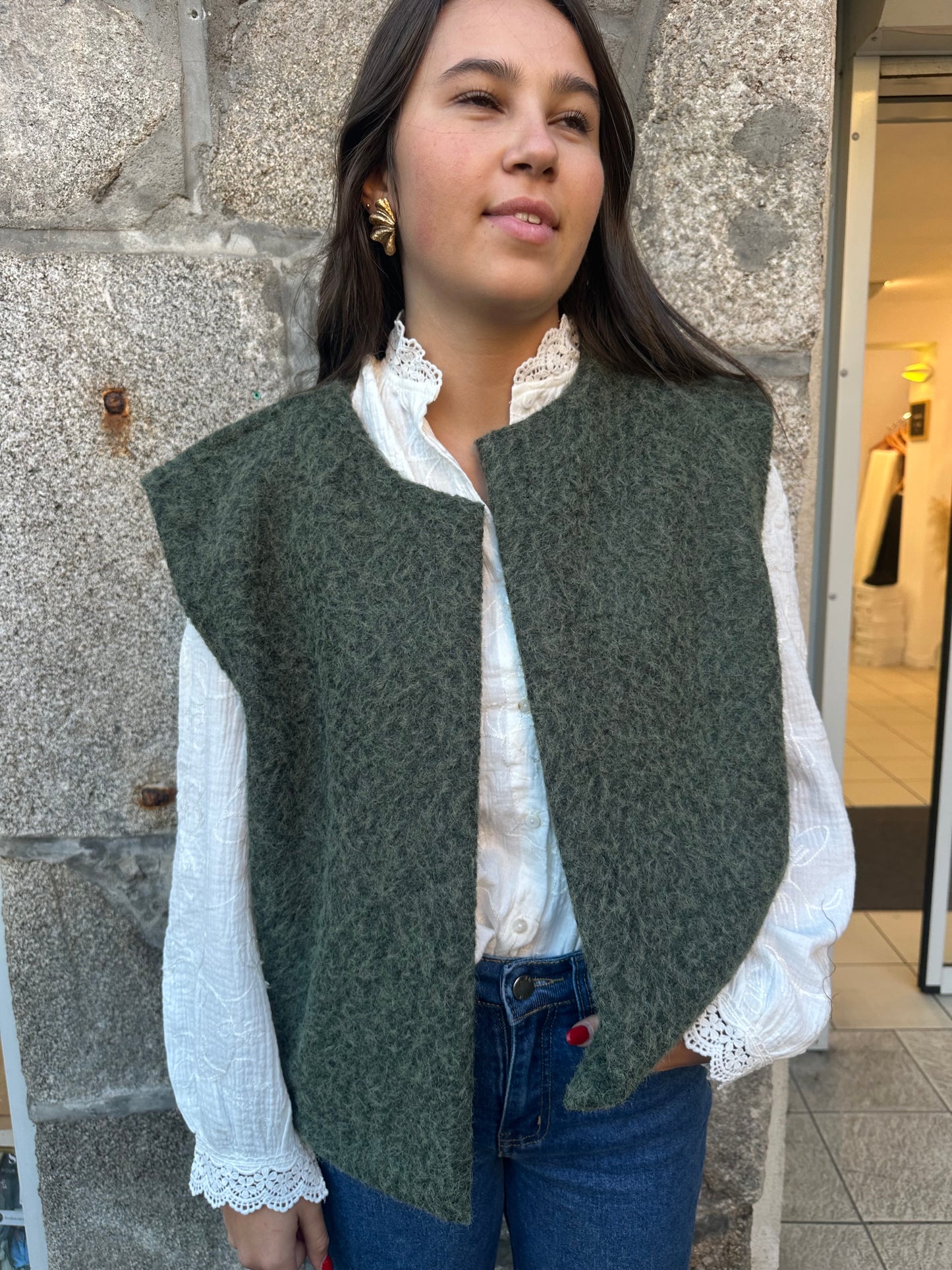 Veste sans manches kaki ♡