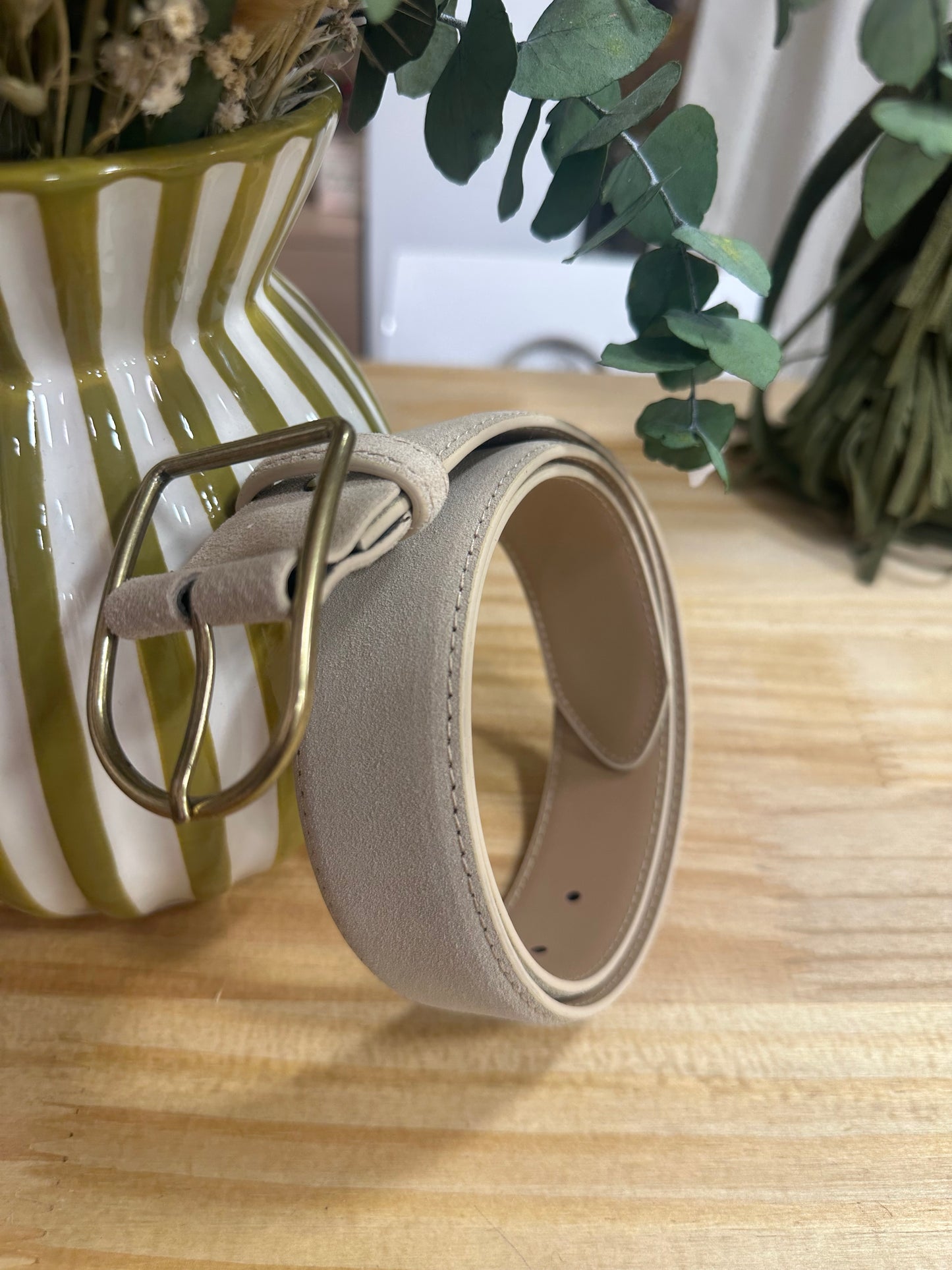 Ceinture cuir (large) beige ♡
