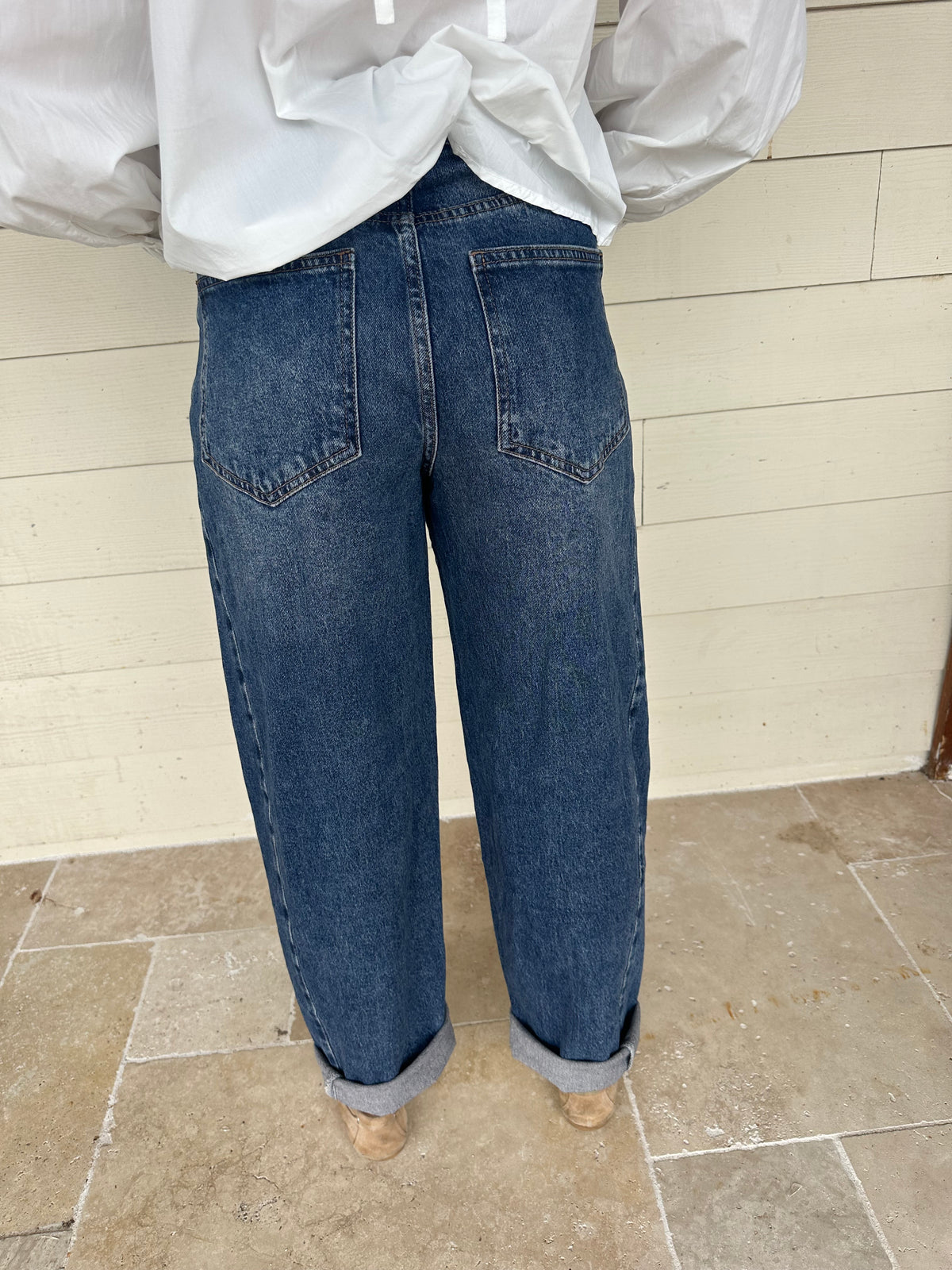 Jean barrel ultra confort foncé