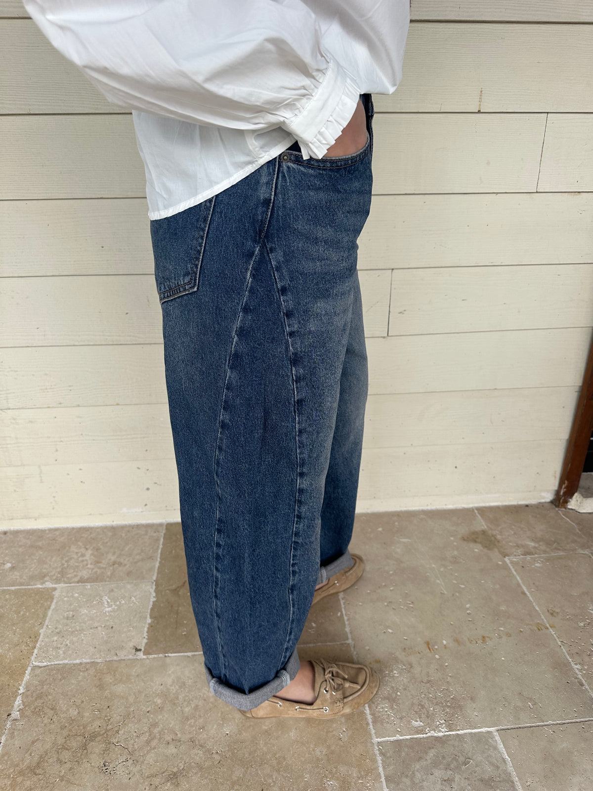 Jean barrel ultra confort foncé
