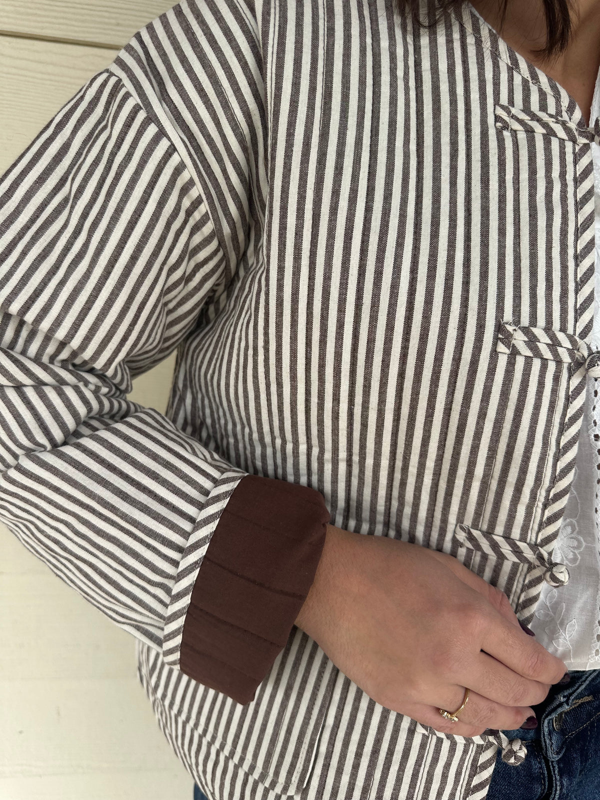 Veste matelassée rayée chocolat