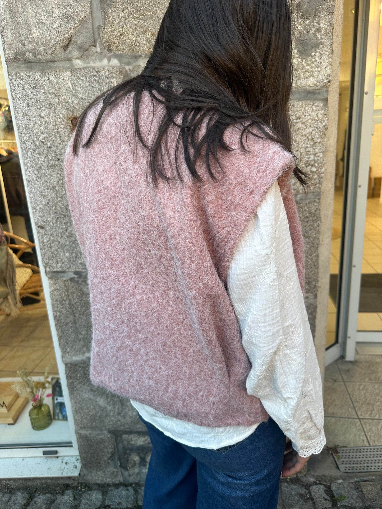 Veste sans manches rose poudré ♡