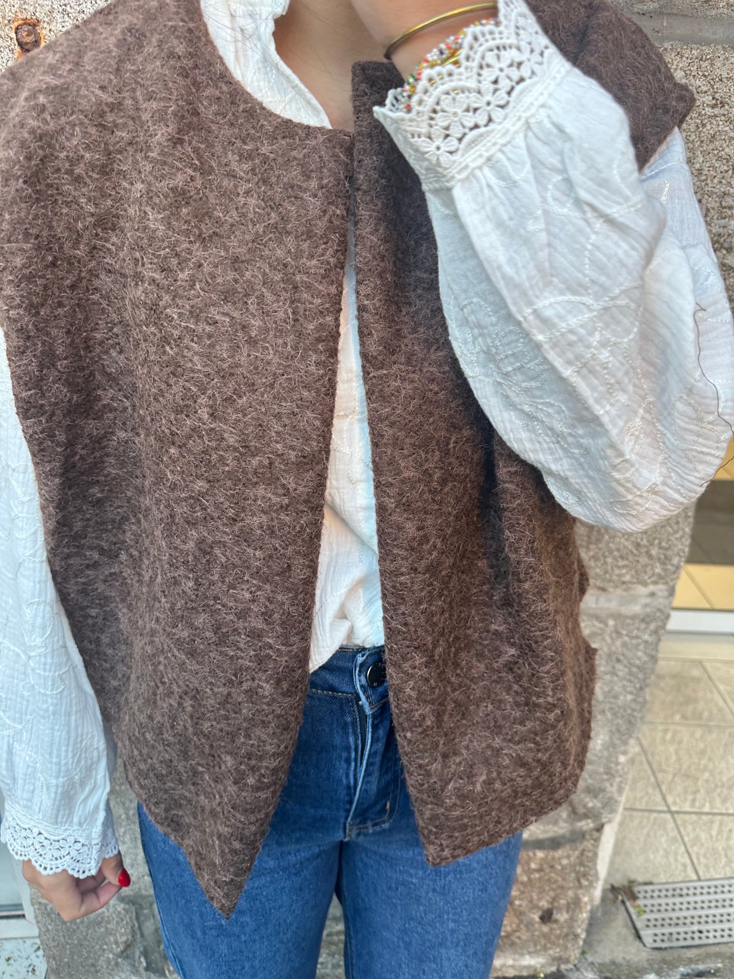 Veste sans manches chocolat ♡