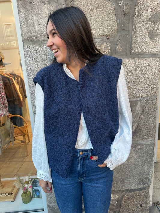 Veste sans manches bleu marine ♡