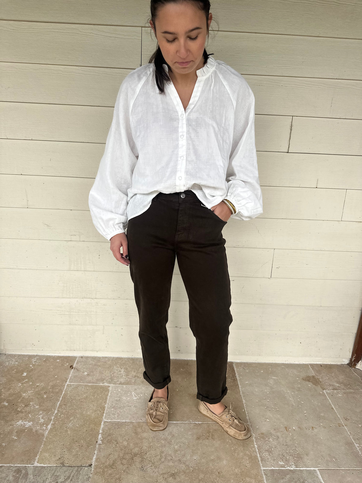 Jean mom fit chocolat