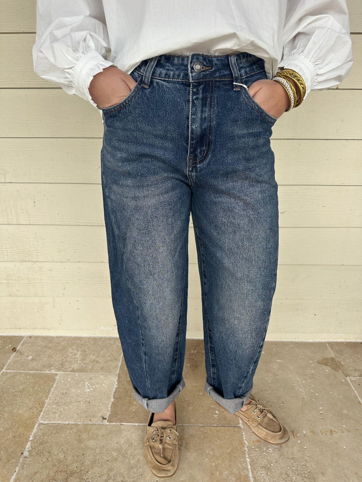 Jean barrel ultra confort foncé