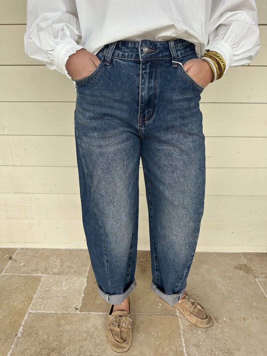 Jean barrel ultra confort foncé