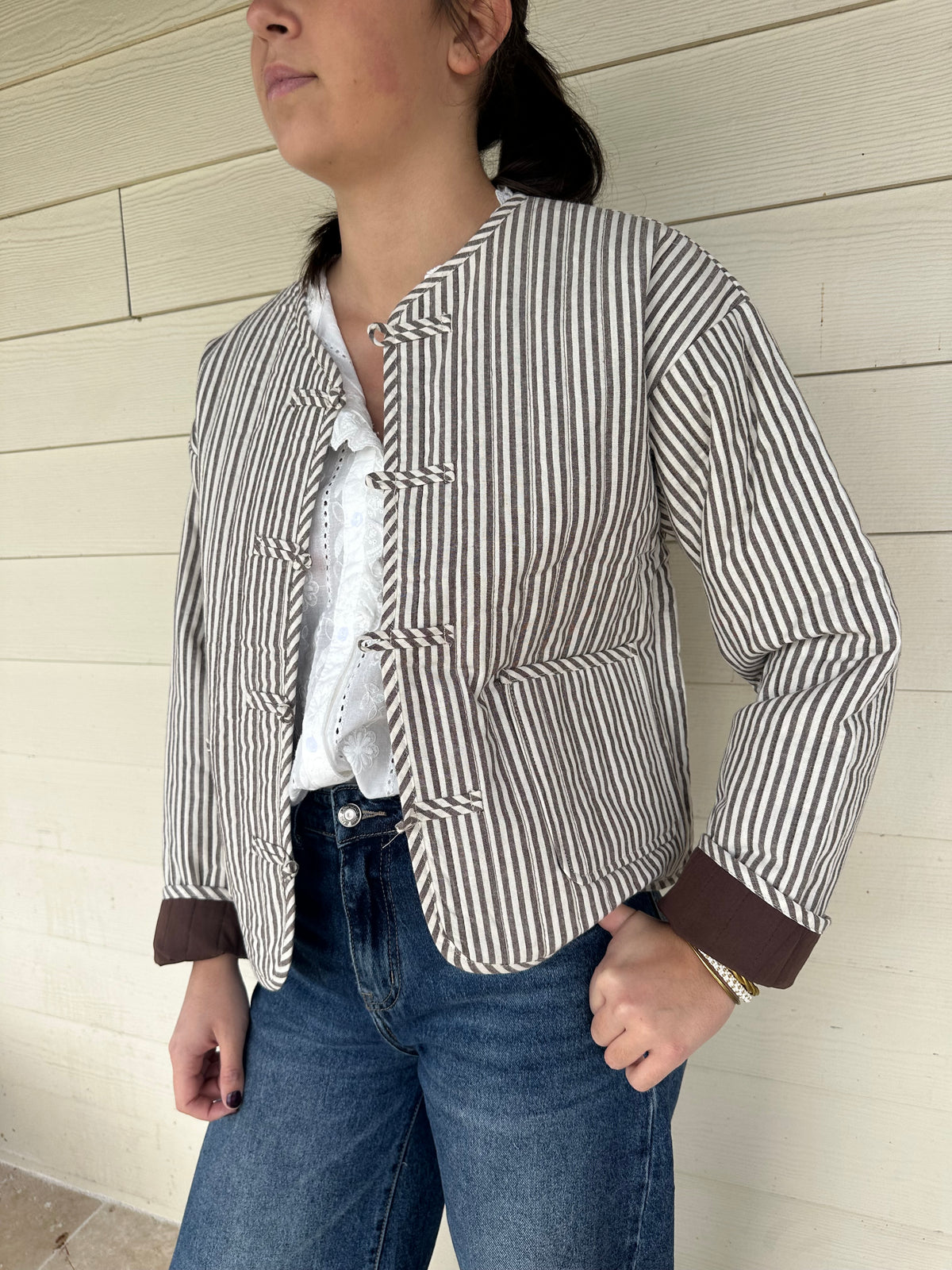 Veste matelassée rayée chocolat
