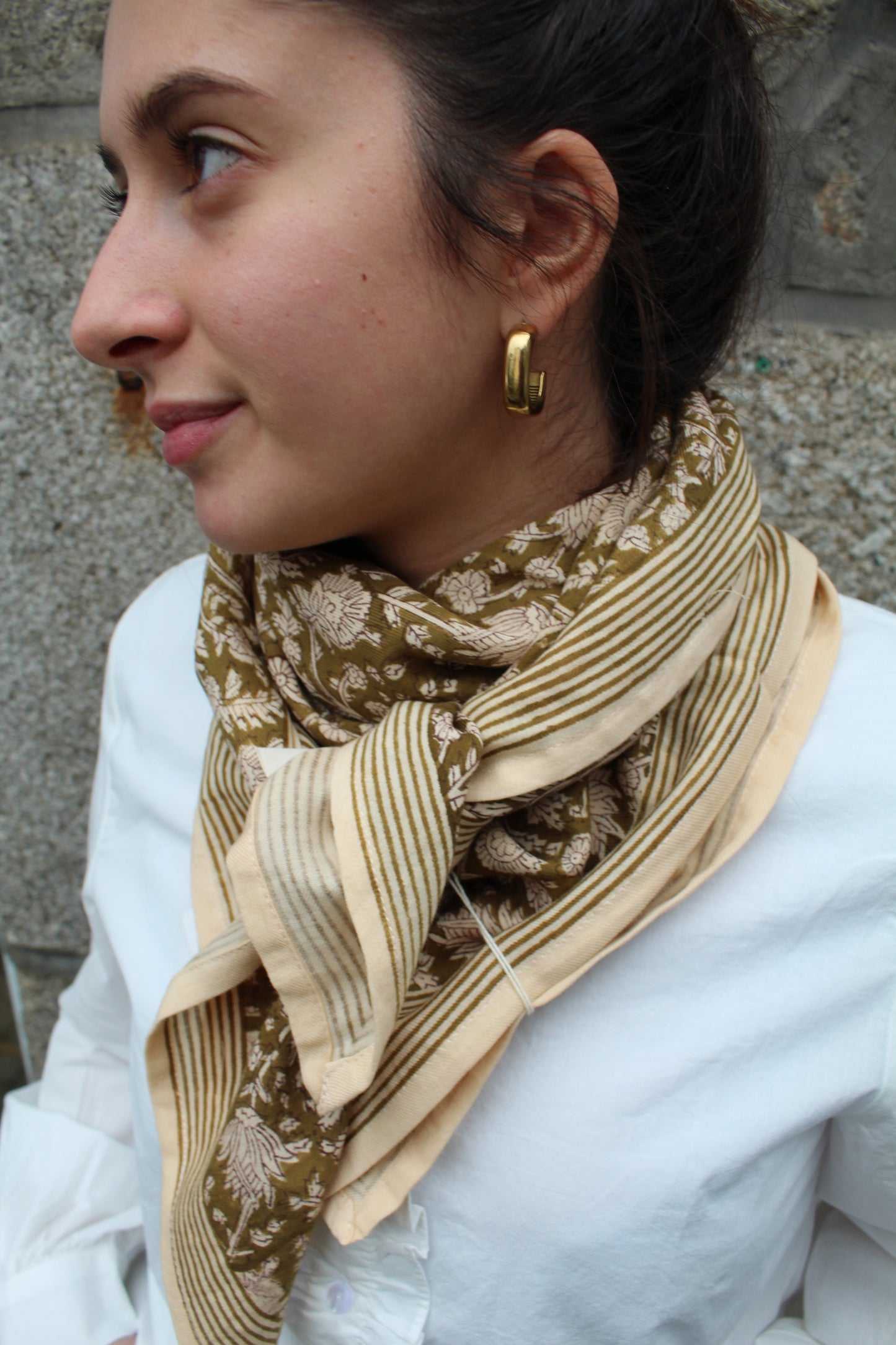 Foulard indien (grand format) Anjali kaki ♡