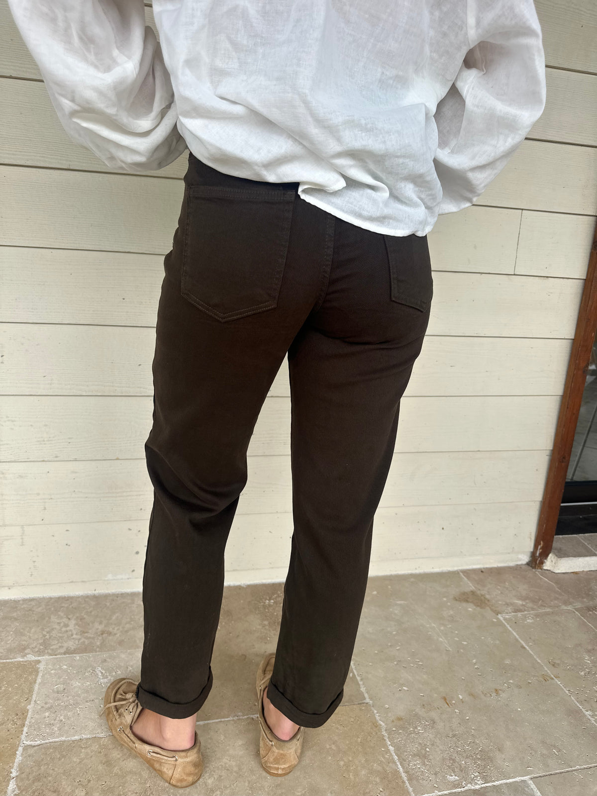 Jean mom fit chocolat