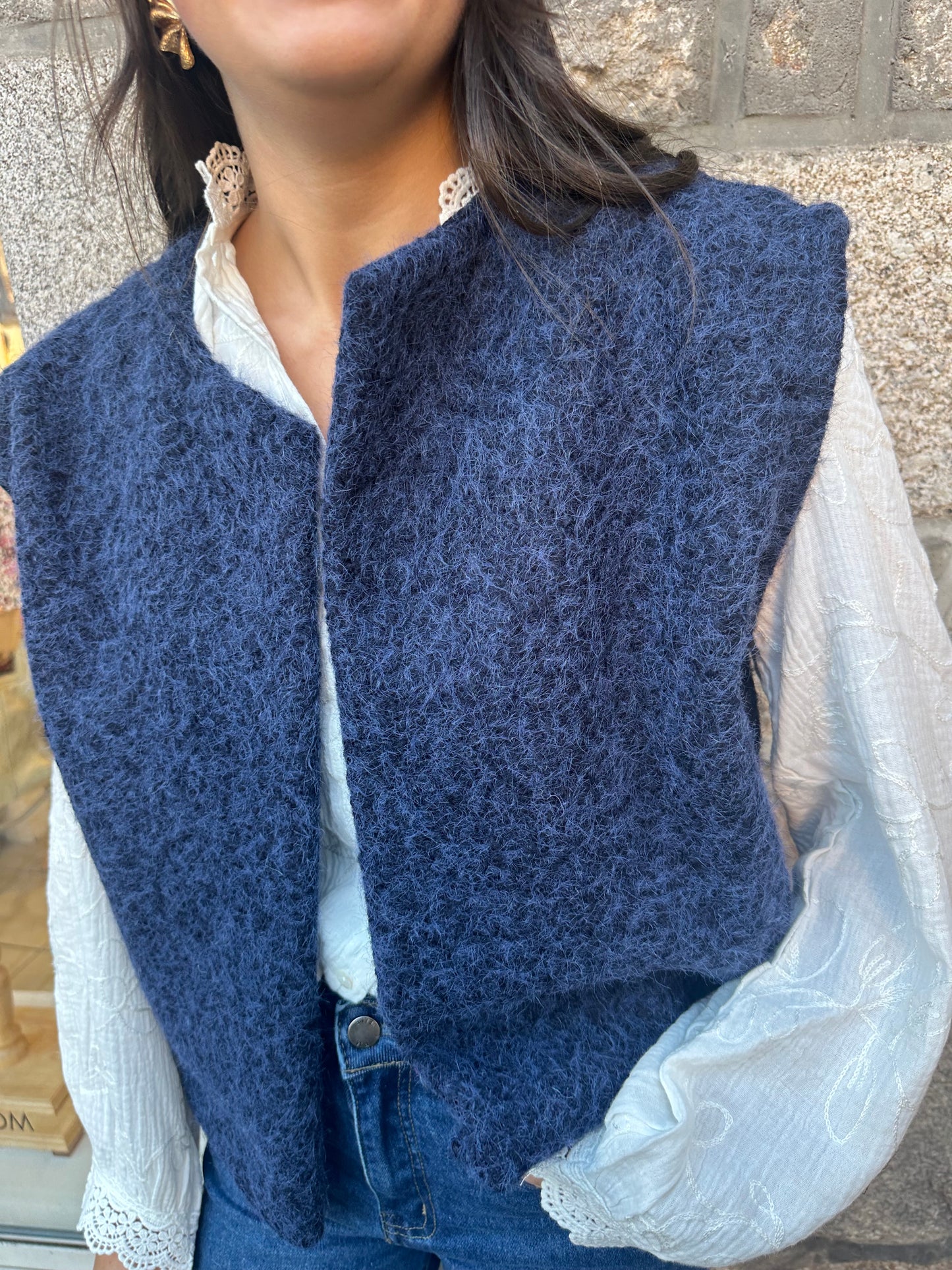 Veste sans manches bleu marine ♡