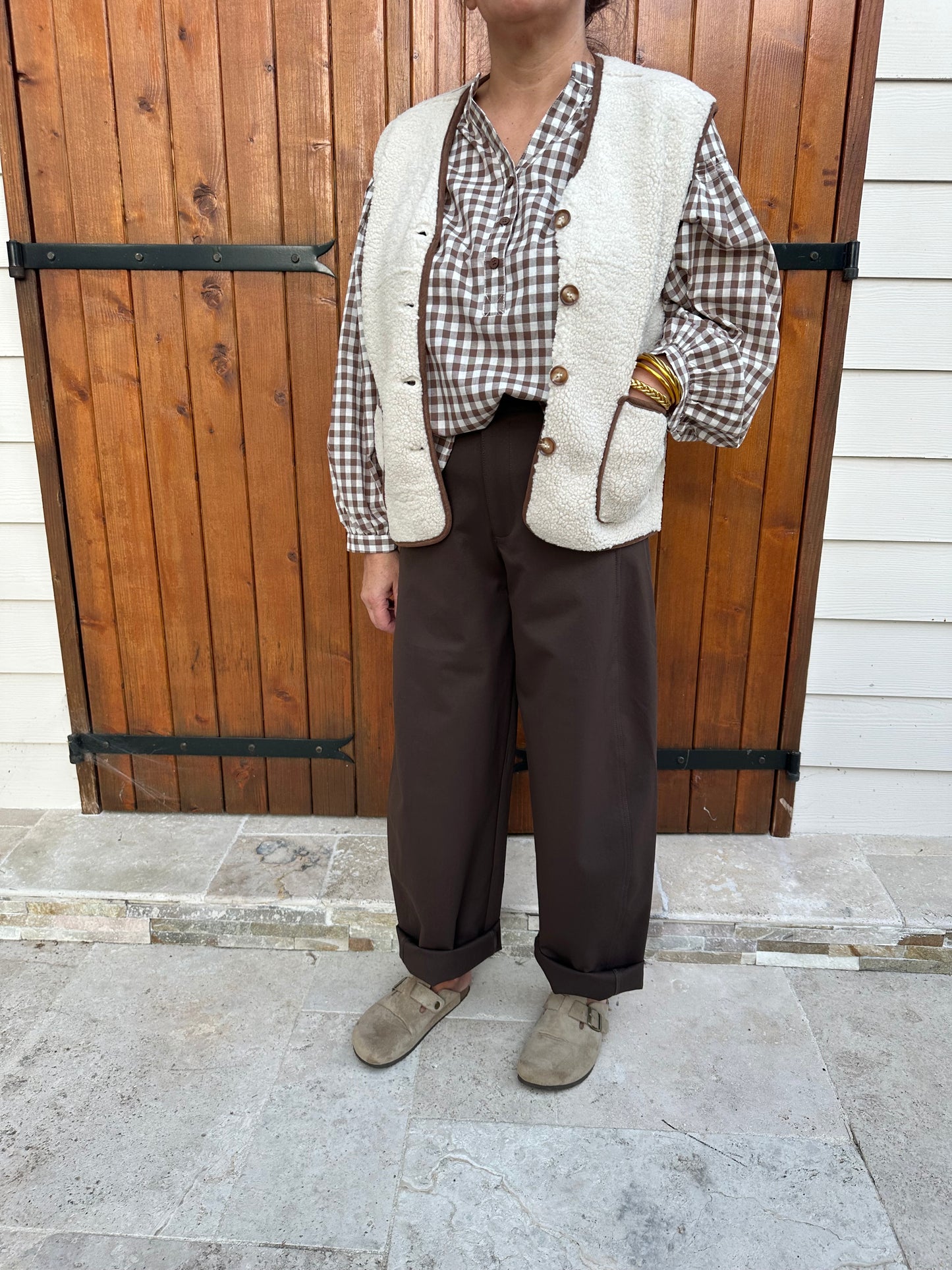 Veste moumoute écru/choco ♡