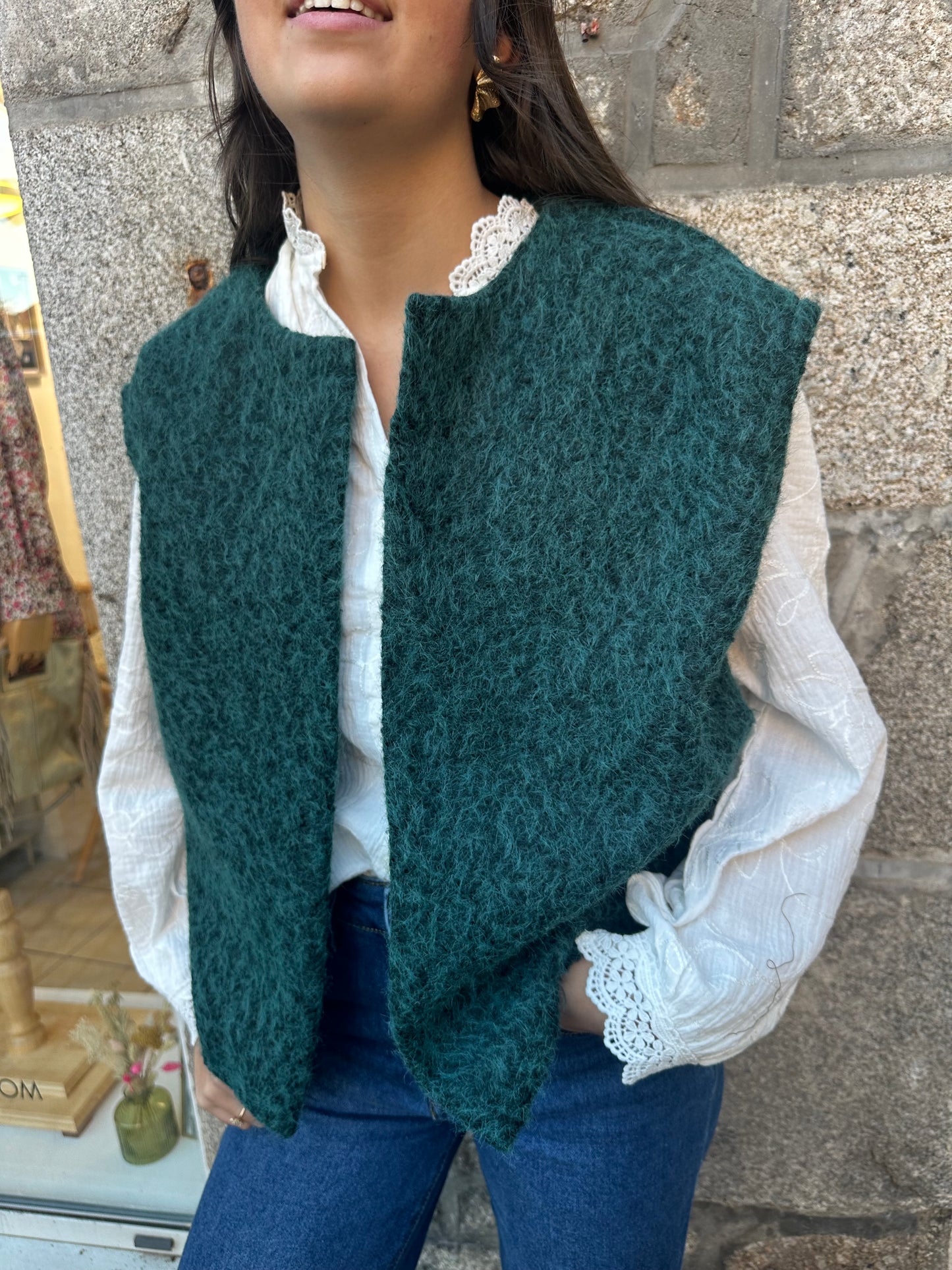 Veste sans manches vert sapîn ♡