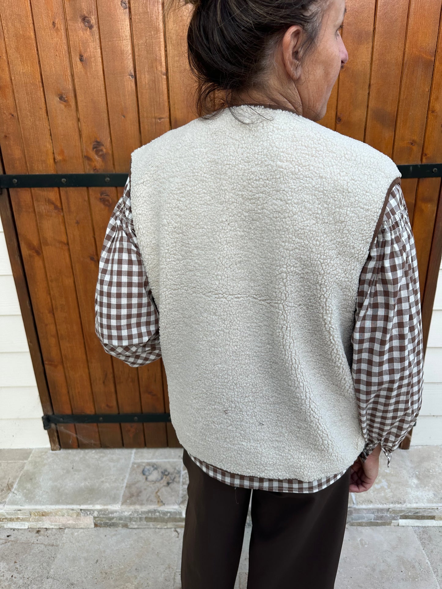 Veste moumoute écru/choco ♡