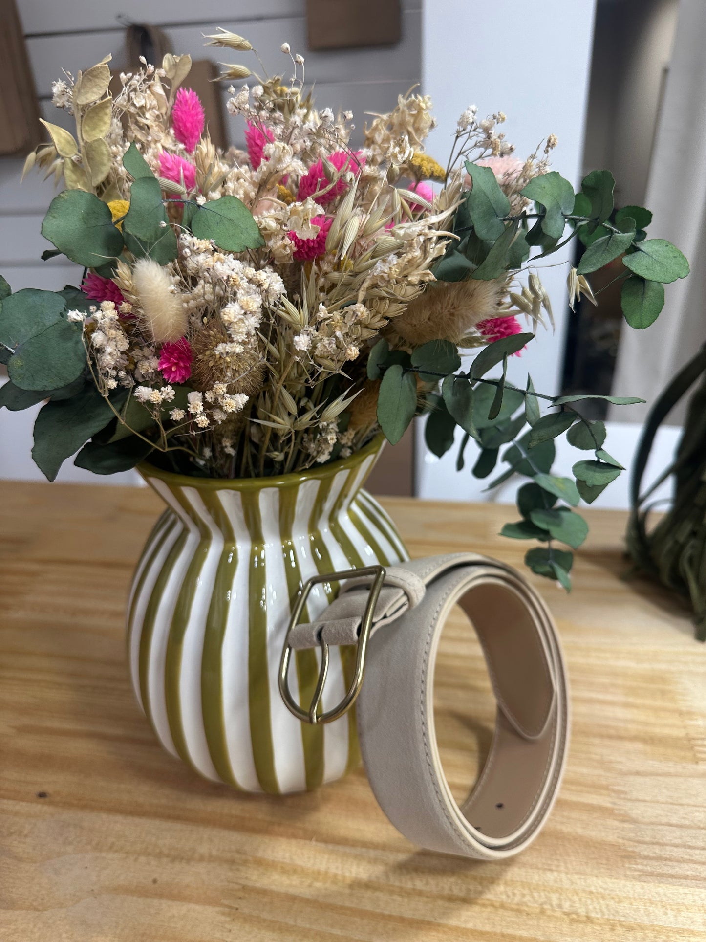 Ceinture cuir (large) beige ♡